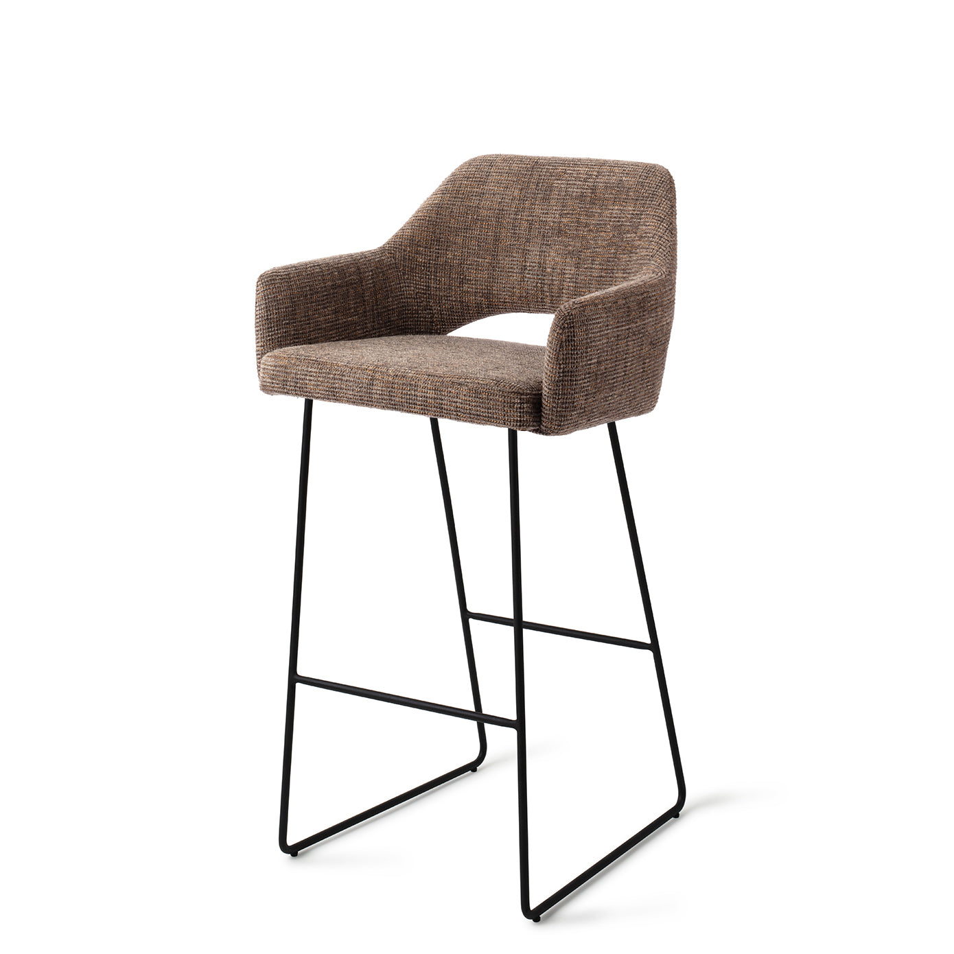 Jesper Home Yanai Checked Chestnut Barkruk - Slide Black (H) - KwaliteitWonen.nl