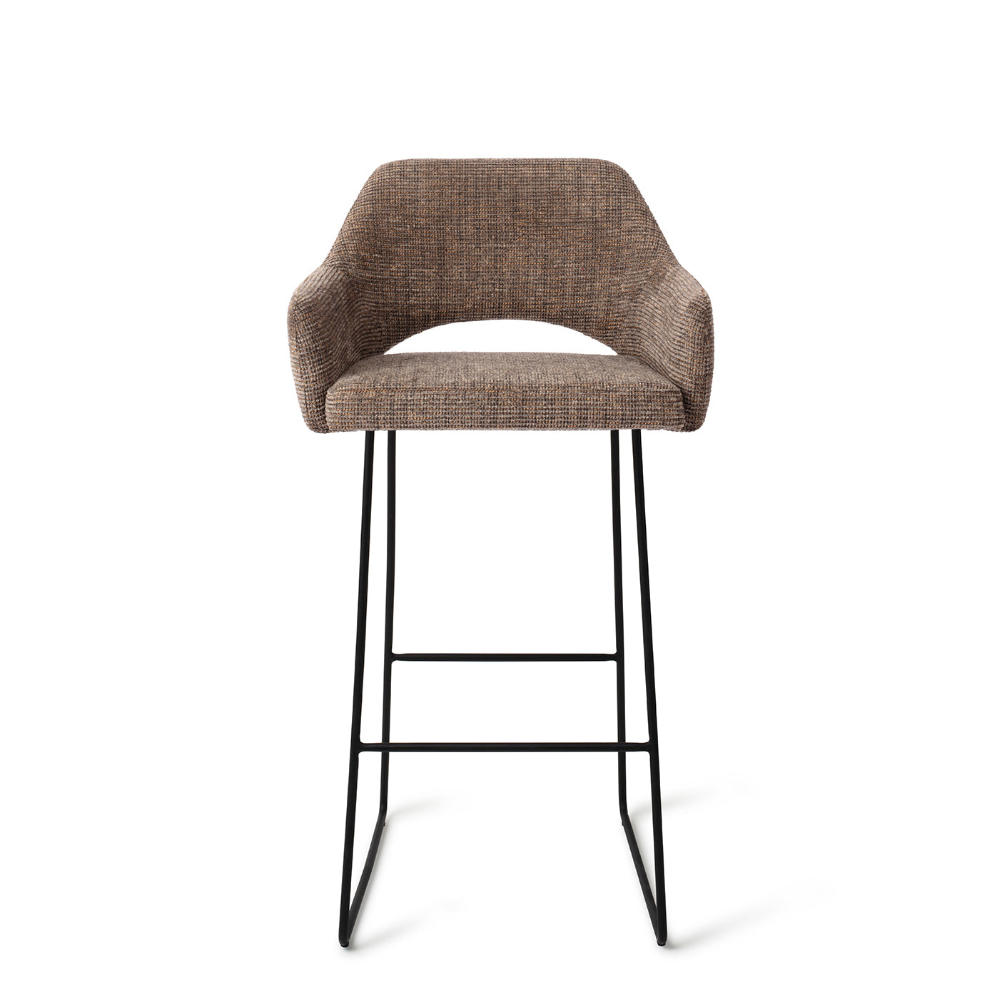 Jesper Home Yanai Checked Chestnut Barkruk - Slide Black (H) - KwaliteitWonen.nl