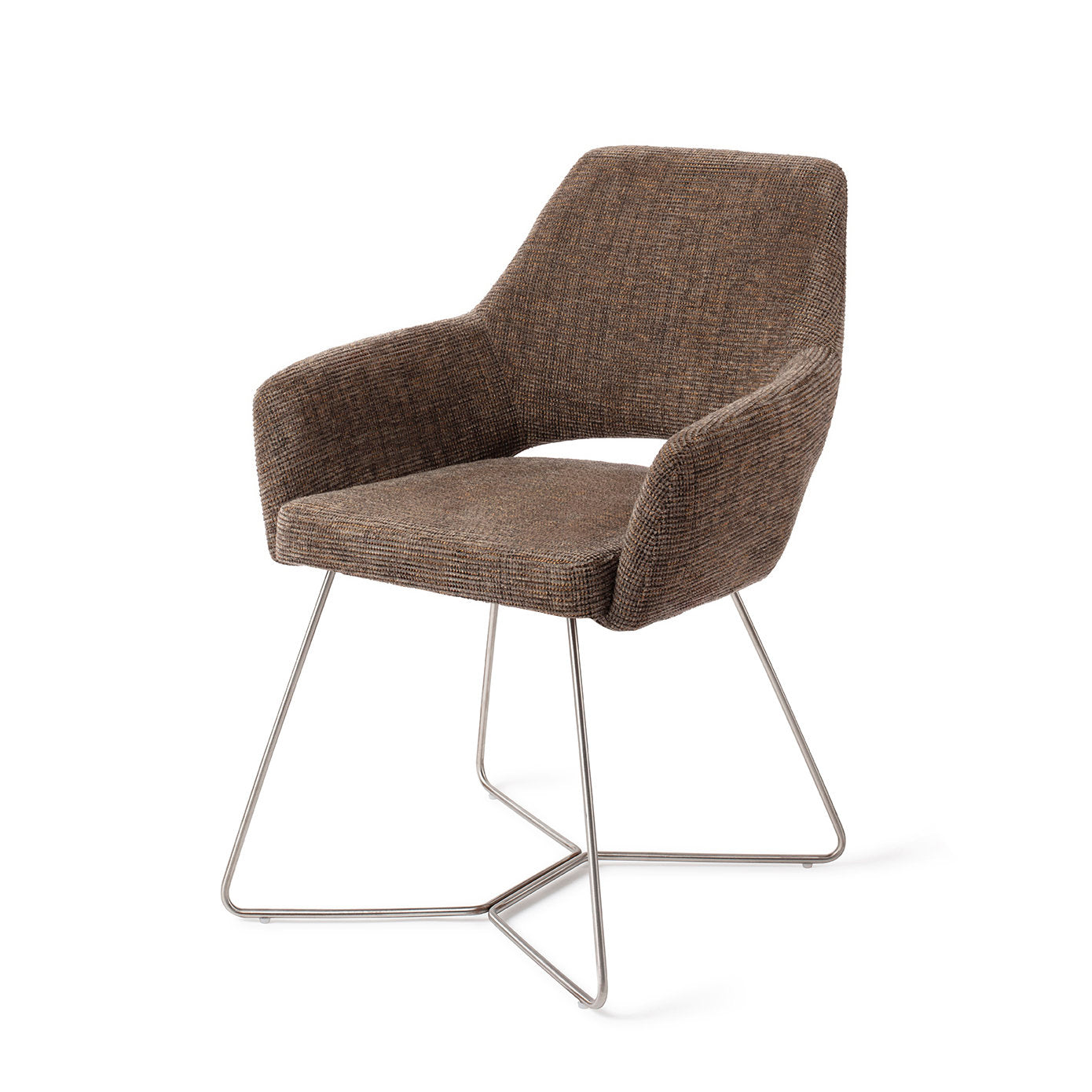 Jesper Home Yanai Checked Chestnut Eetkamerstoel - Beehive Steel - KwaliteitWonen.nl