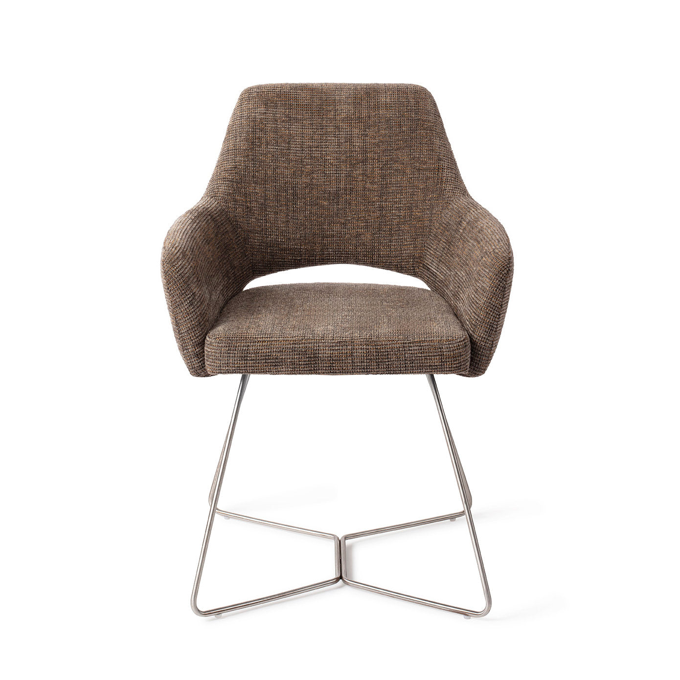 Jesper Home Yanai Checked Chestnut Eetkamerstoel - Beehive Steel - KwaliteitWonen.nl