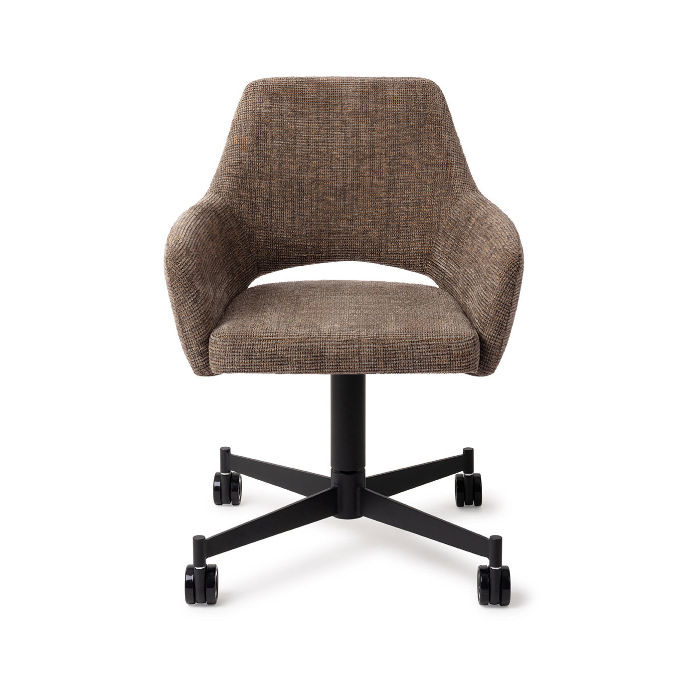 Jesper Home Yanai Checked Chestnut Eetkamerstoel - Caster Black - KwaliteitWonen.nl