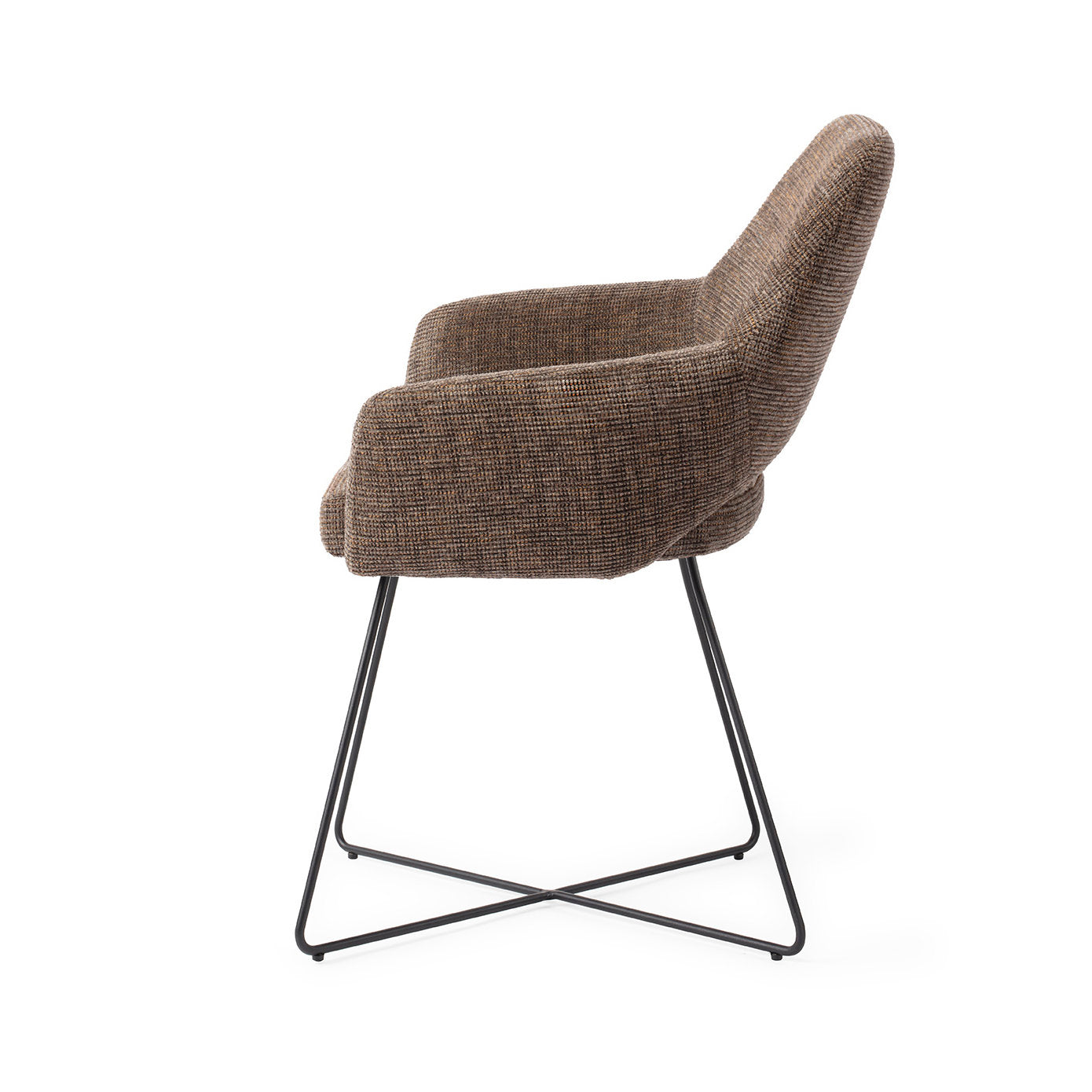 Jesper Home Yanai Checked Chestnut Eetkamerstoel - Cross Black - KwaliteitWonen.nl