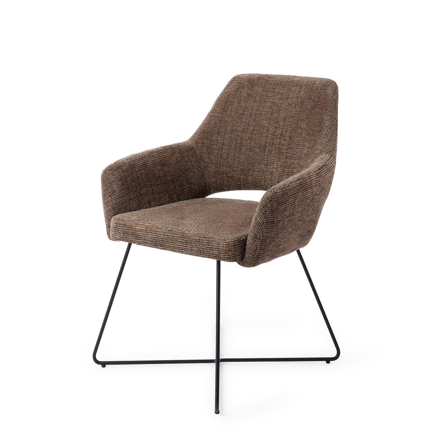Jesper Home Yanai Checked Chestnut Eetkamerstoel - Cross Black - KwaliteitWonen.nl