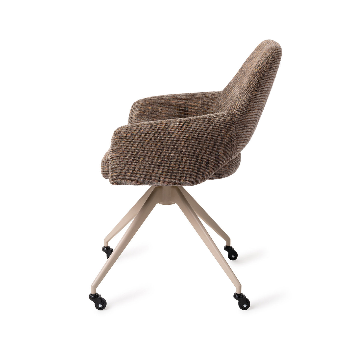Jesper Home Yanai Checked Chestnut Eetkamerstoel - Glide Beige - KwaliteitWonen.nl