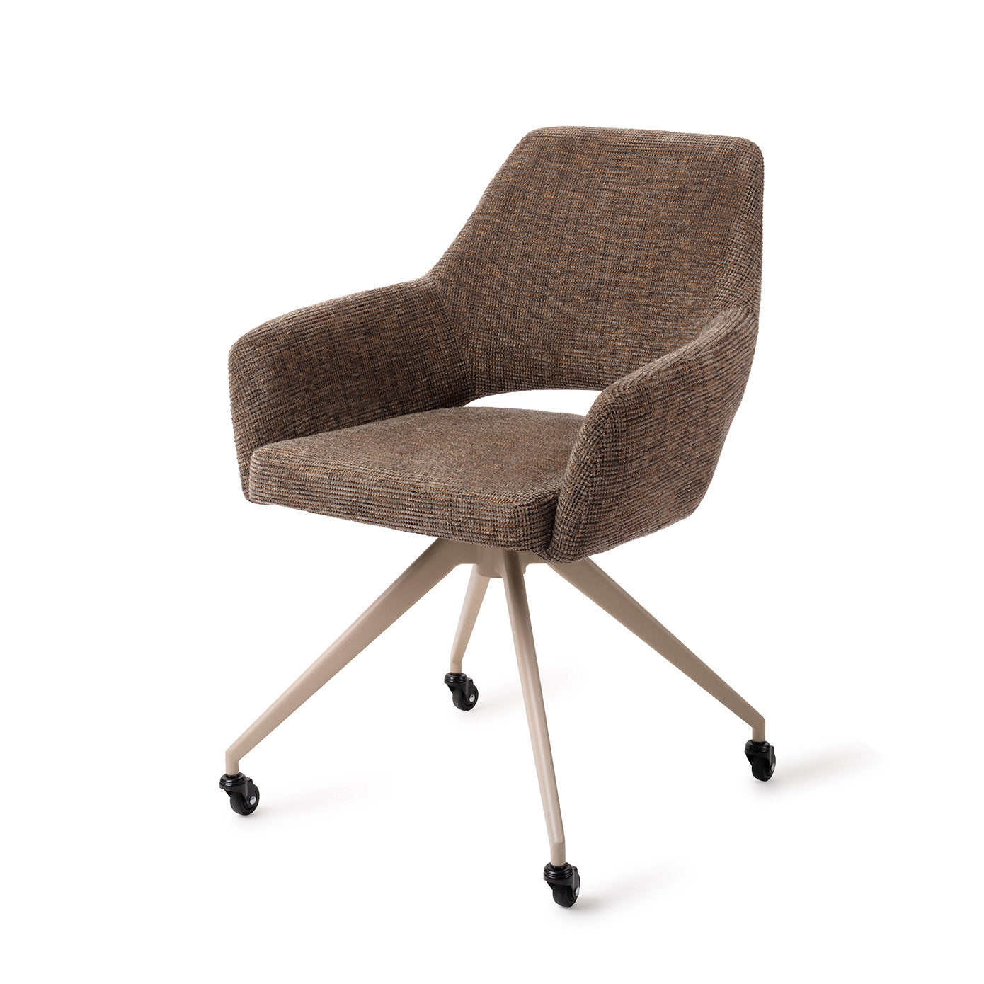 Jesper Home Yanai Checked Chestnut Eetkamerstoel - Glide Beige - KwaliteitWonen.nl