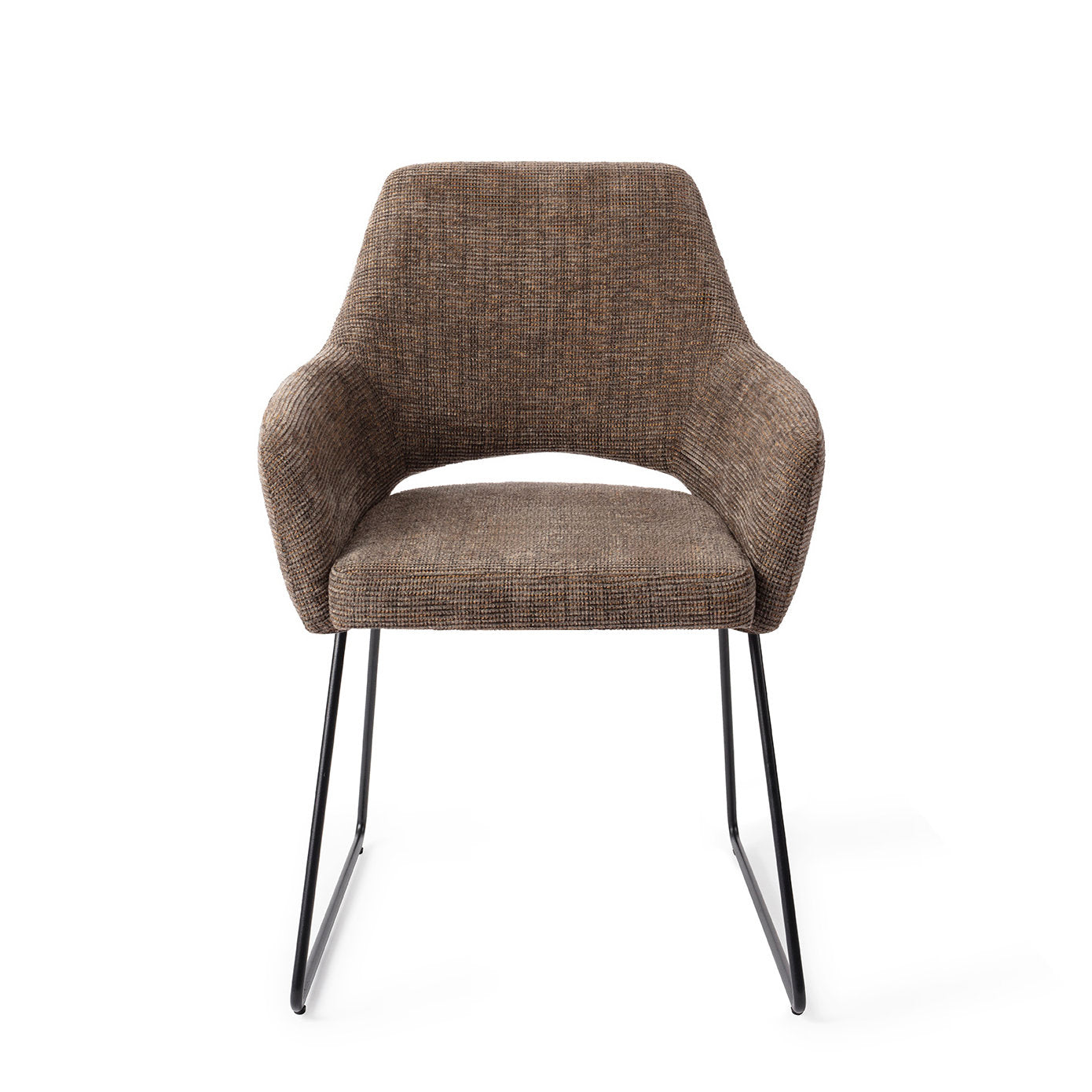 Jesper Home Yanai Checked Chestnut Eetkamerstoel - Slide Black - KwaliteitWonen.nl