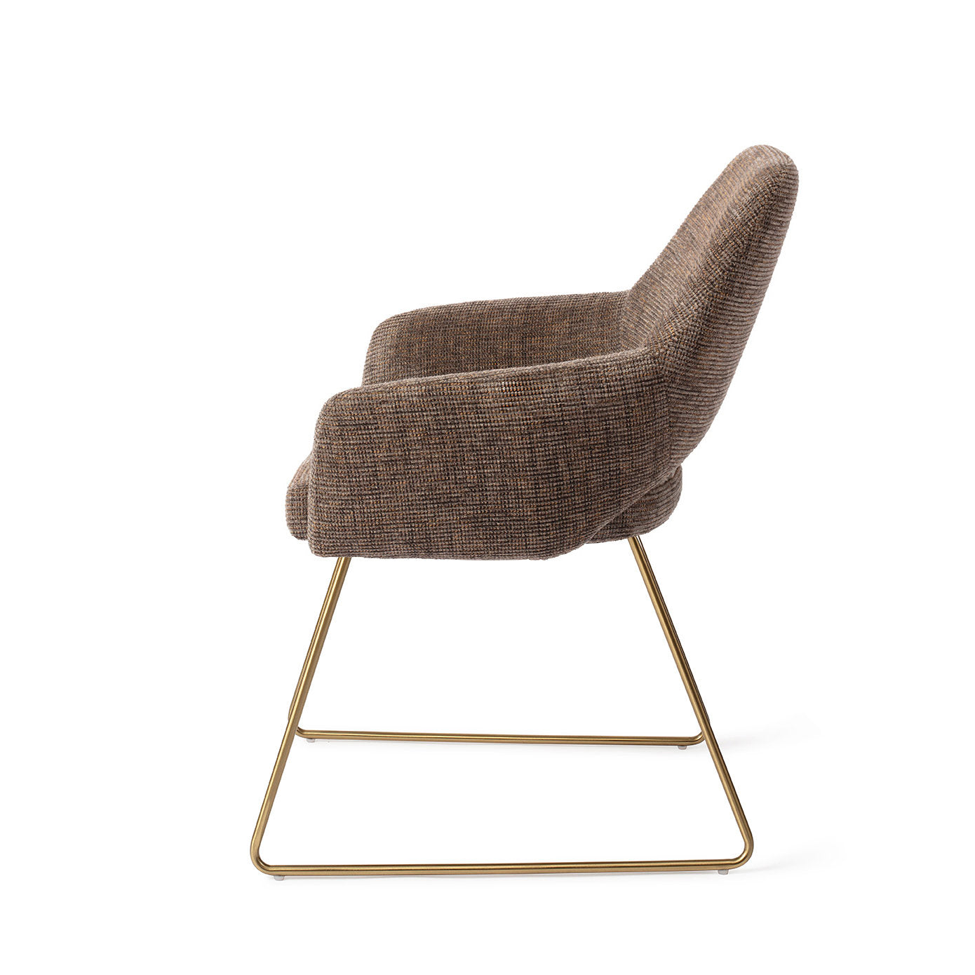 Jesper Home Yanai Checked Chestnut Eetkamerstoel - Slide Gold - KwaliteitWonen.nl