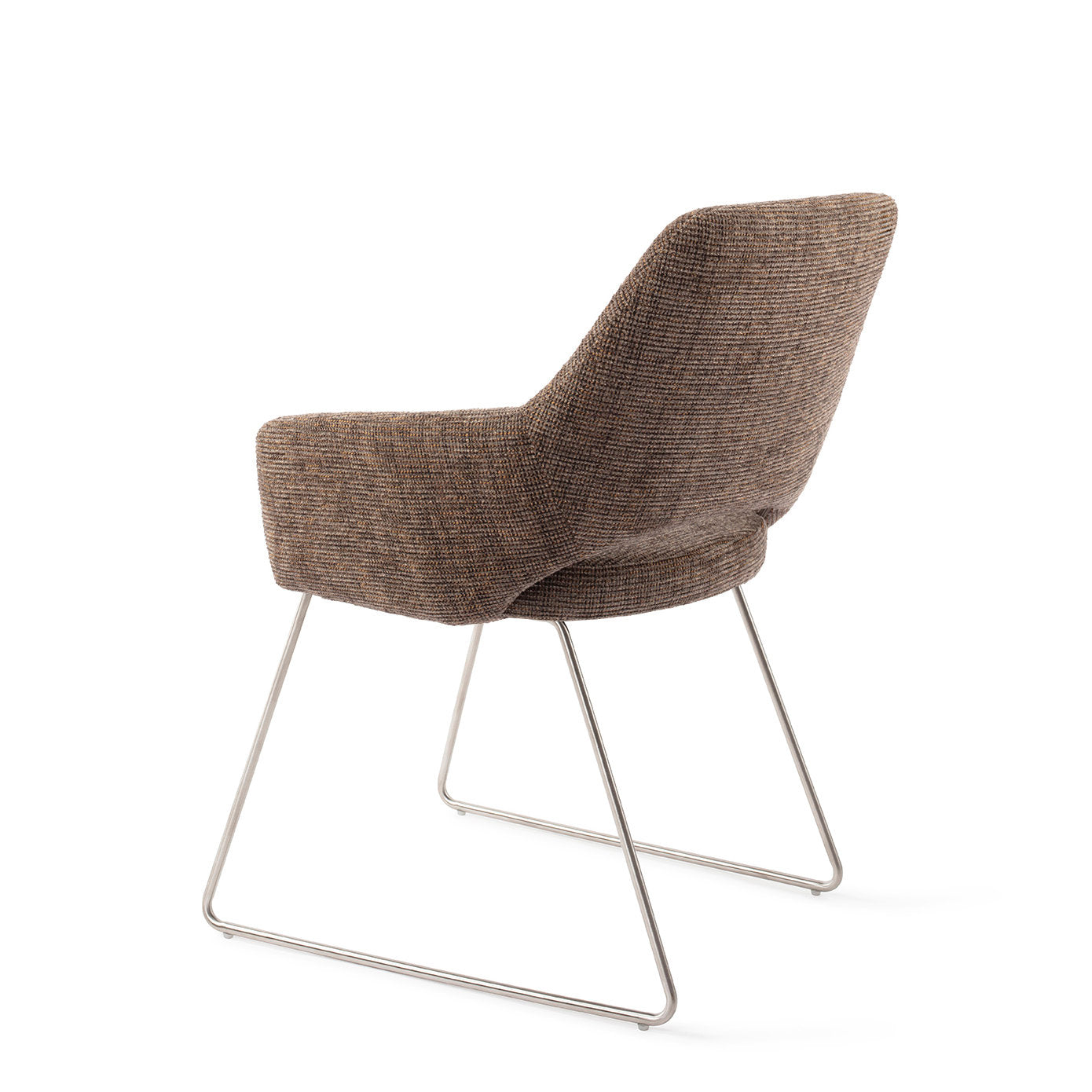 Jesper Home Yanai Checked Chestnut Eetkamerstoel - Slide Steel - KwaliteitWonen.nl