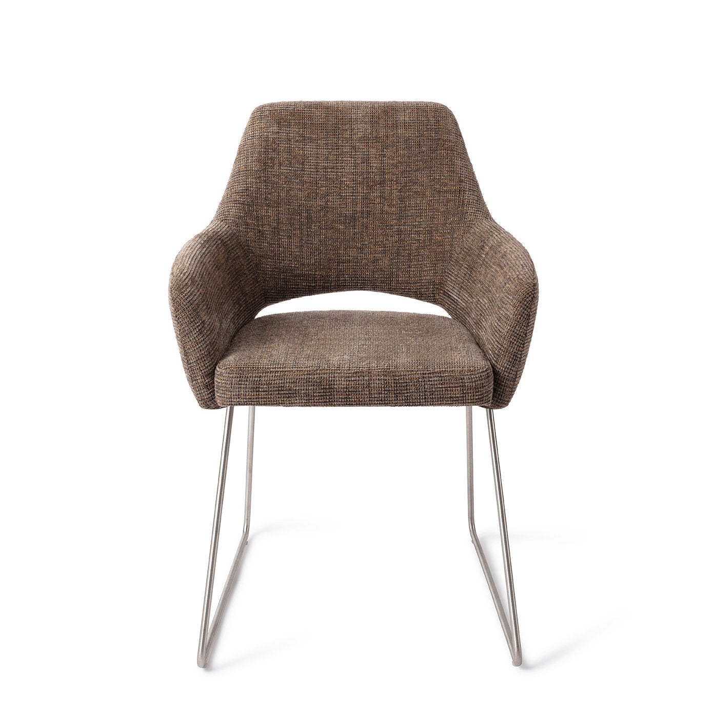 Jesper Home Yanai Checked Chestnut Eetkamerstoel - Slide Steel - KwaliteitWonen.nl