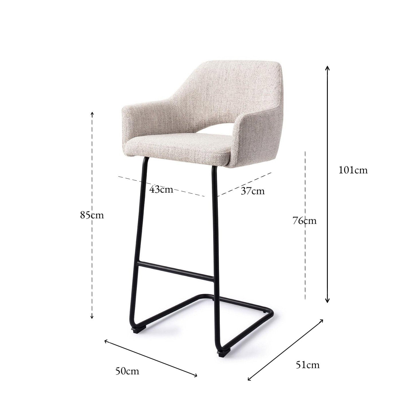 Jesper Home Yanai Pigeon Barkruk - Arch Black (H) - KwaliteitWonen.nl