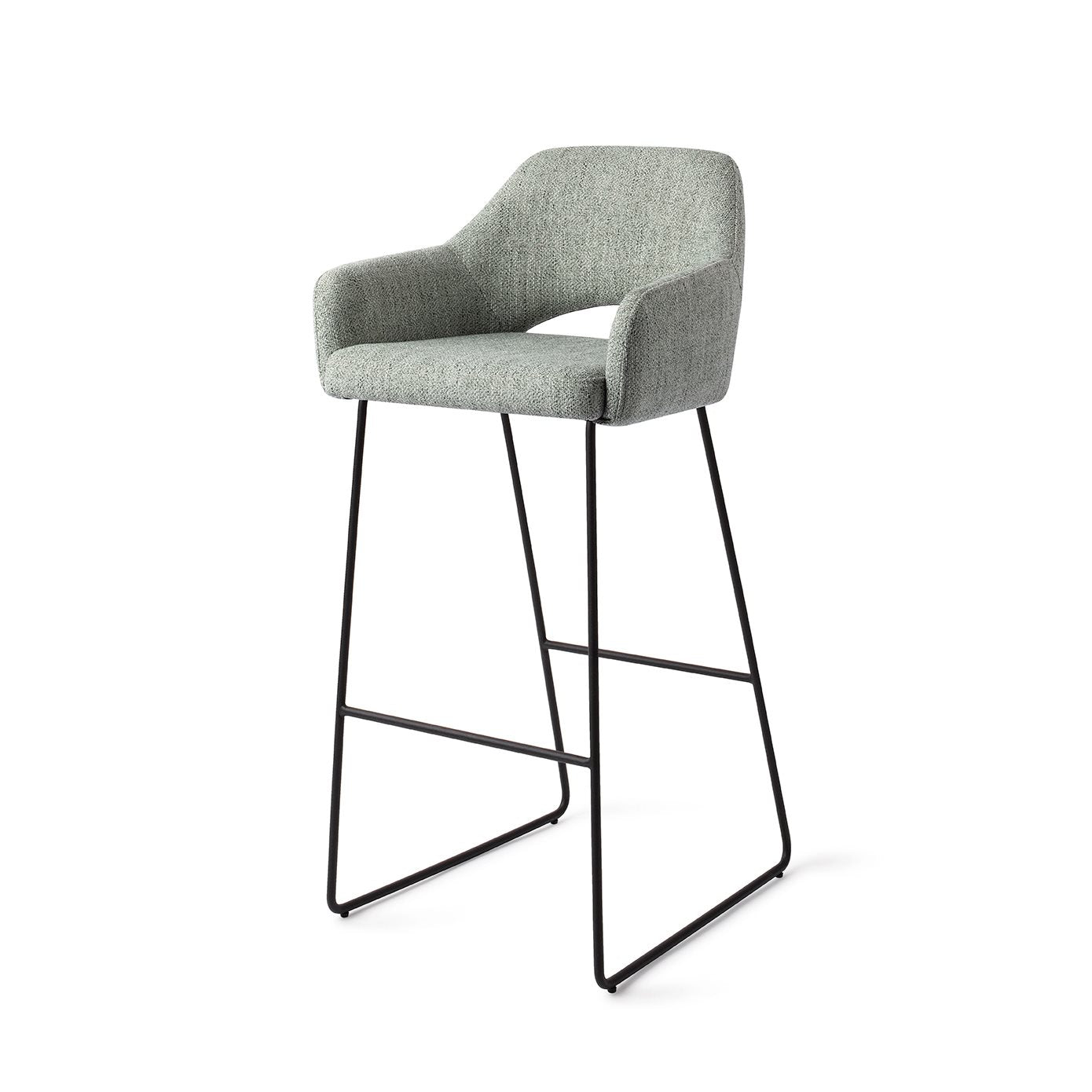 Jesper Home Yanai Soft Sage Barkruk - Slide Black (H) - KwaliteitWonen.nl