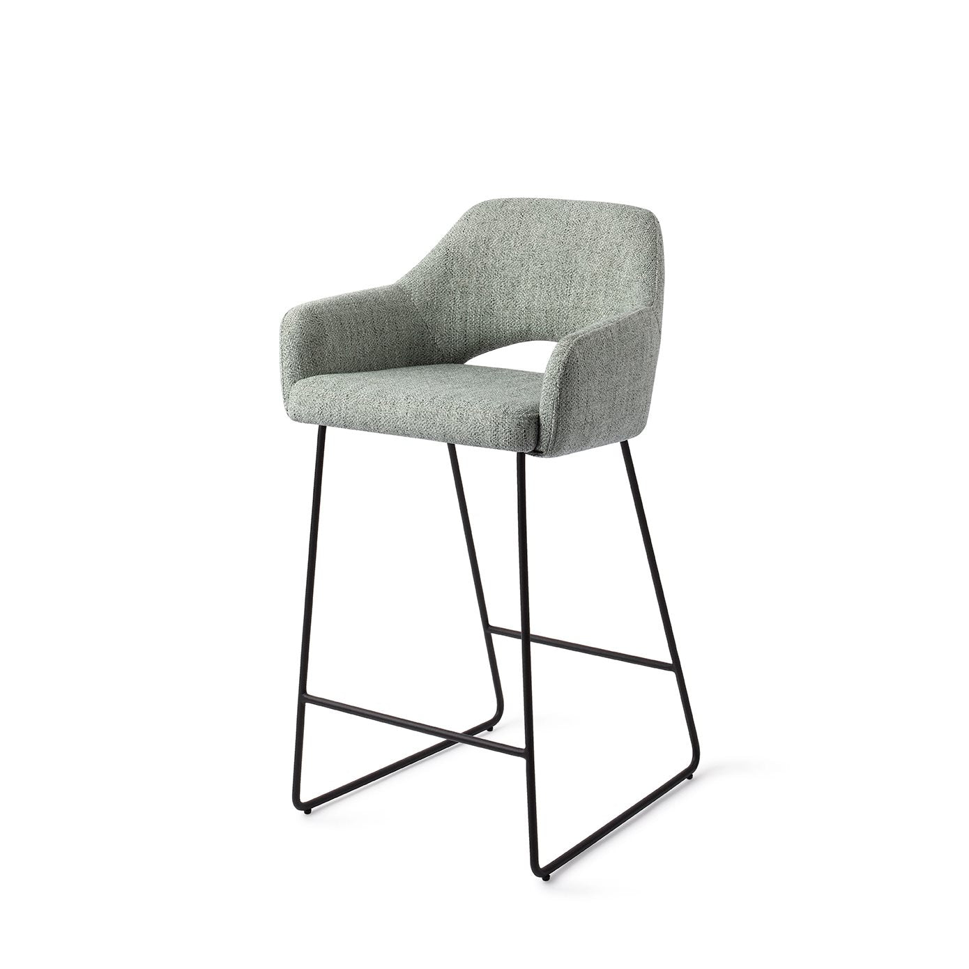 Jesper Home Yanai Soft Sage Barkruk - Slide Black (L) - KwaliteitWonen.nl