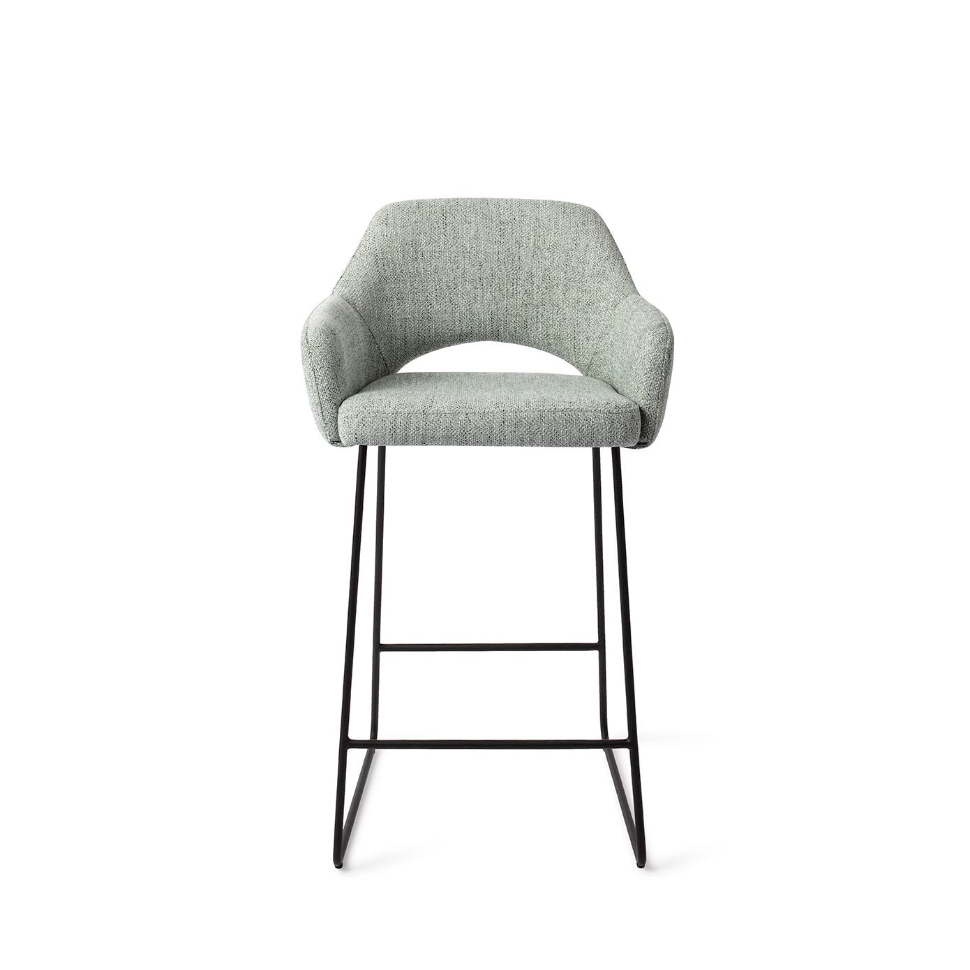 Jesper Home Yanai Soft Sage Barkruk - Slide Black (L) - KwaliteitWonen.nl