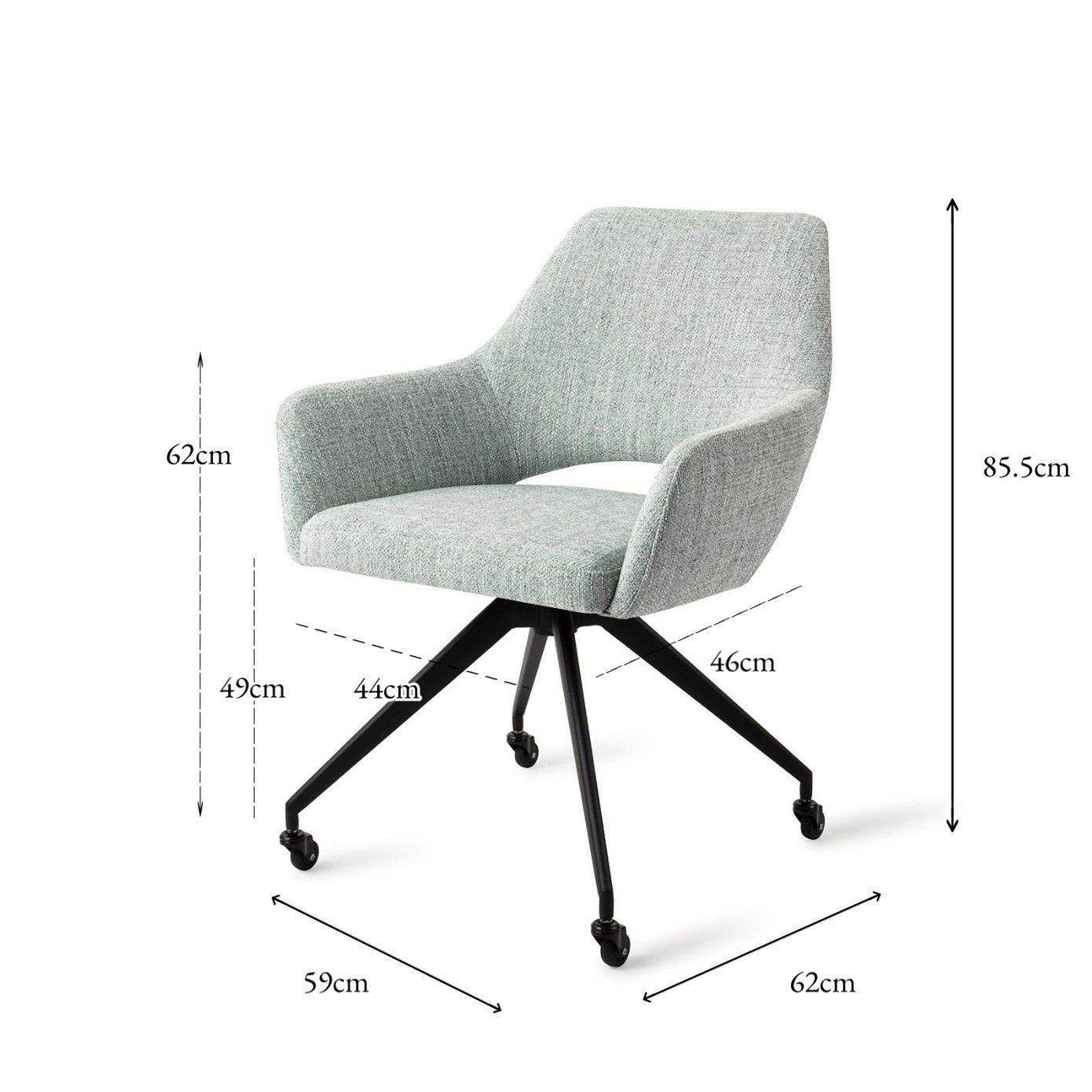 Jesper Home Yanai Soft Sage Eetkamerstoel - Glide Black - KwaliteitWonen.nl