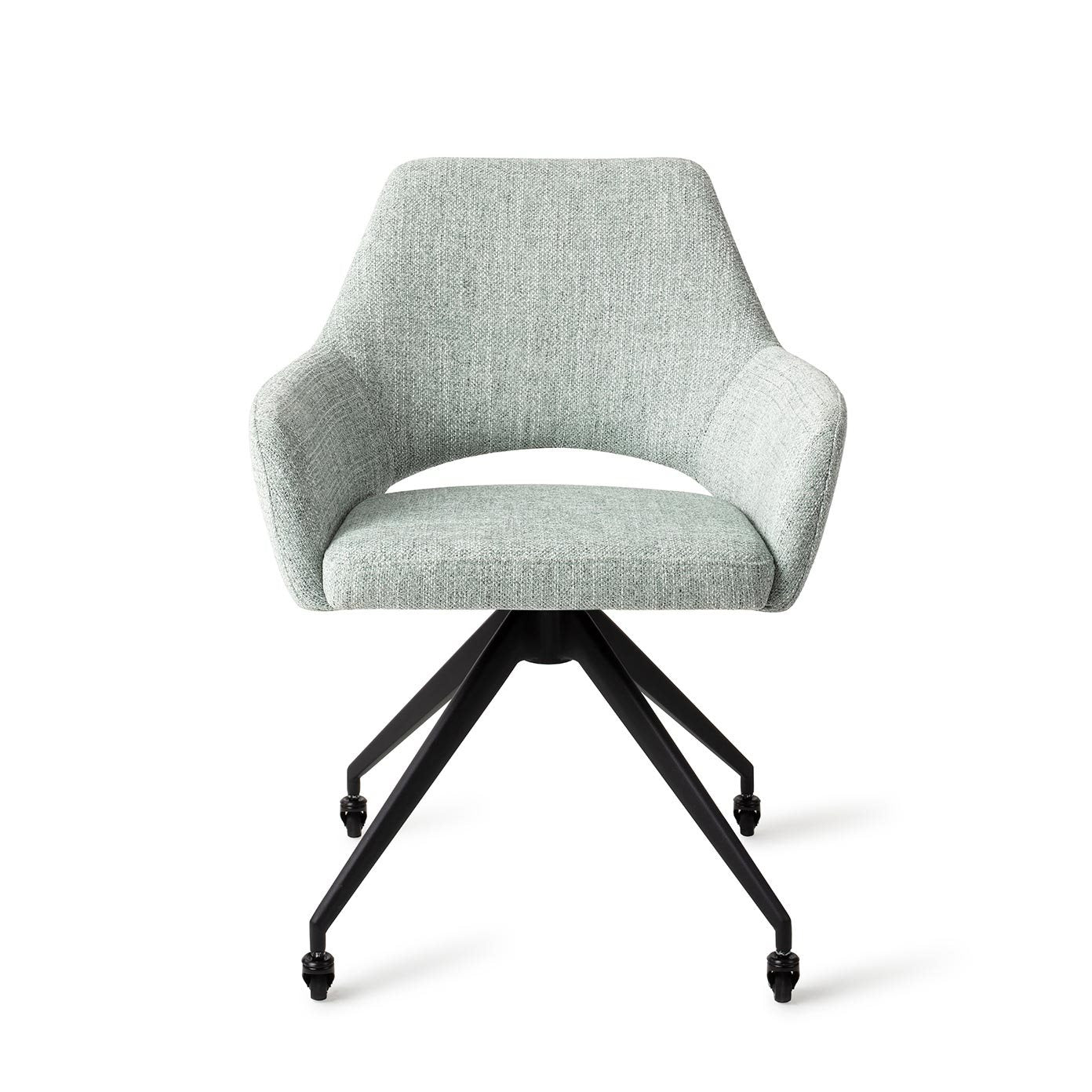 Jesper Home Yanai Soft Sage Eetkamerstoel - Glide Black - KwaliteitWonen.nl