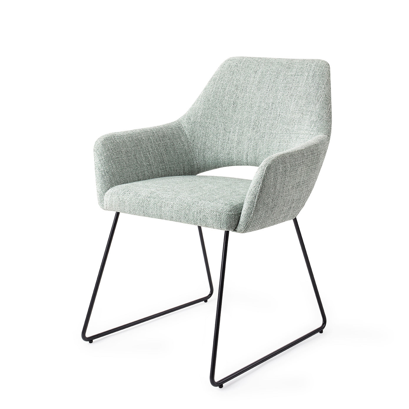 Jesper Home Yanai Soft Sage Eetkamerstoel - Slide Black - KwaliteitWonen.nl