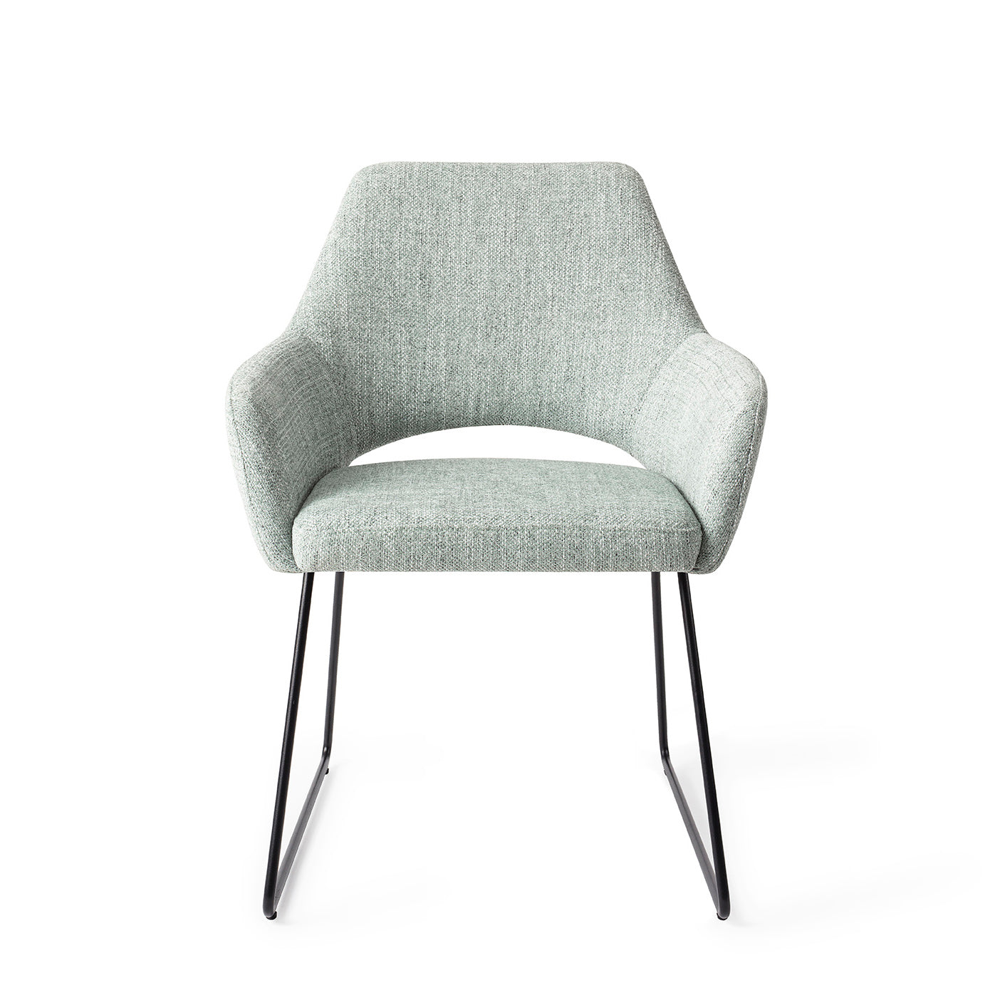 Jesper Home Yanai Soft Sage Eetkamerstoel - Slide Black - KwaliteitWonen.nl