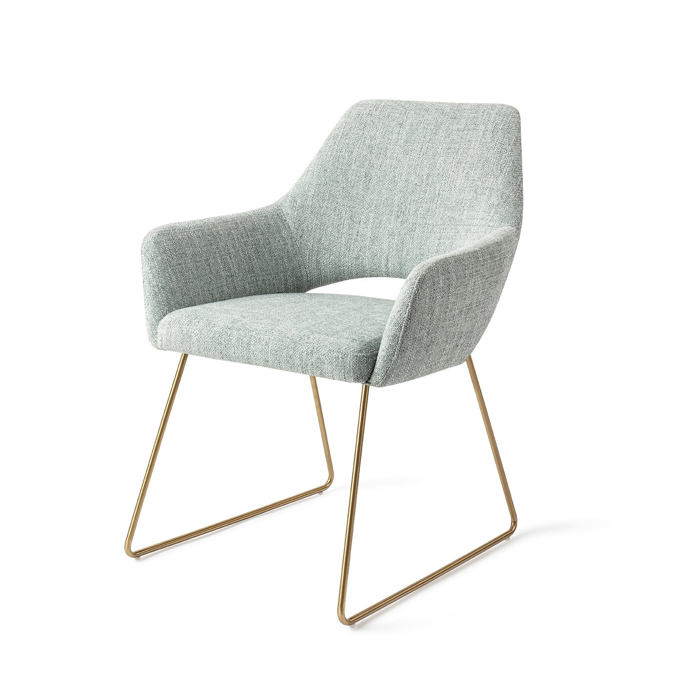 Jesper Home Yanai Soft Sage Eetkamerstoel - Slide Gold - KwaliteitWonen.nl
