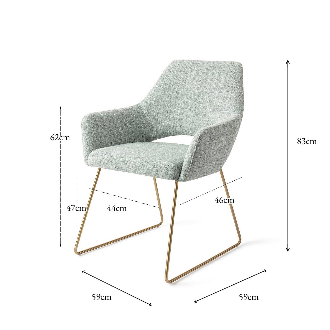 Jesper Home Yanai Soft Sage Eetkamerstoel - Slide Gold - KwaliteitWonen.nl
