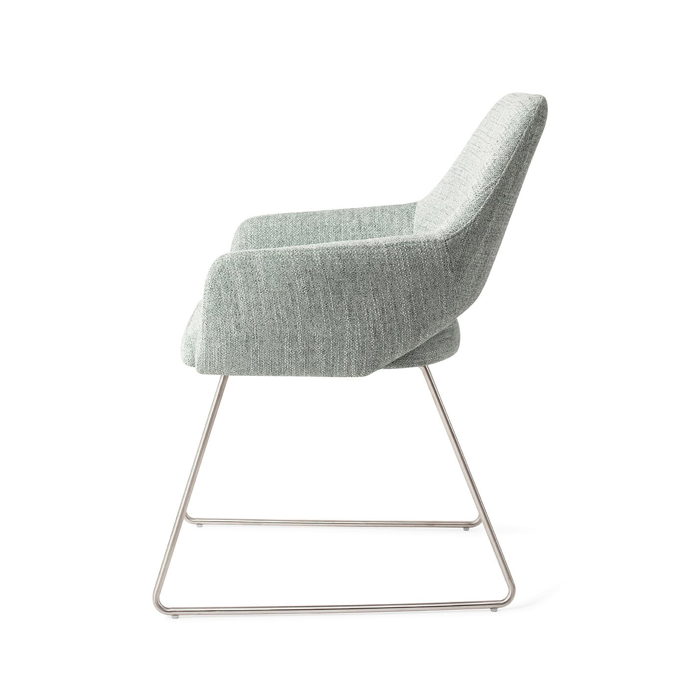 Jesper Home Yanai Soft Sage Eetkamerstoel - Slide Steel - KwaliteitWonen.nl