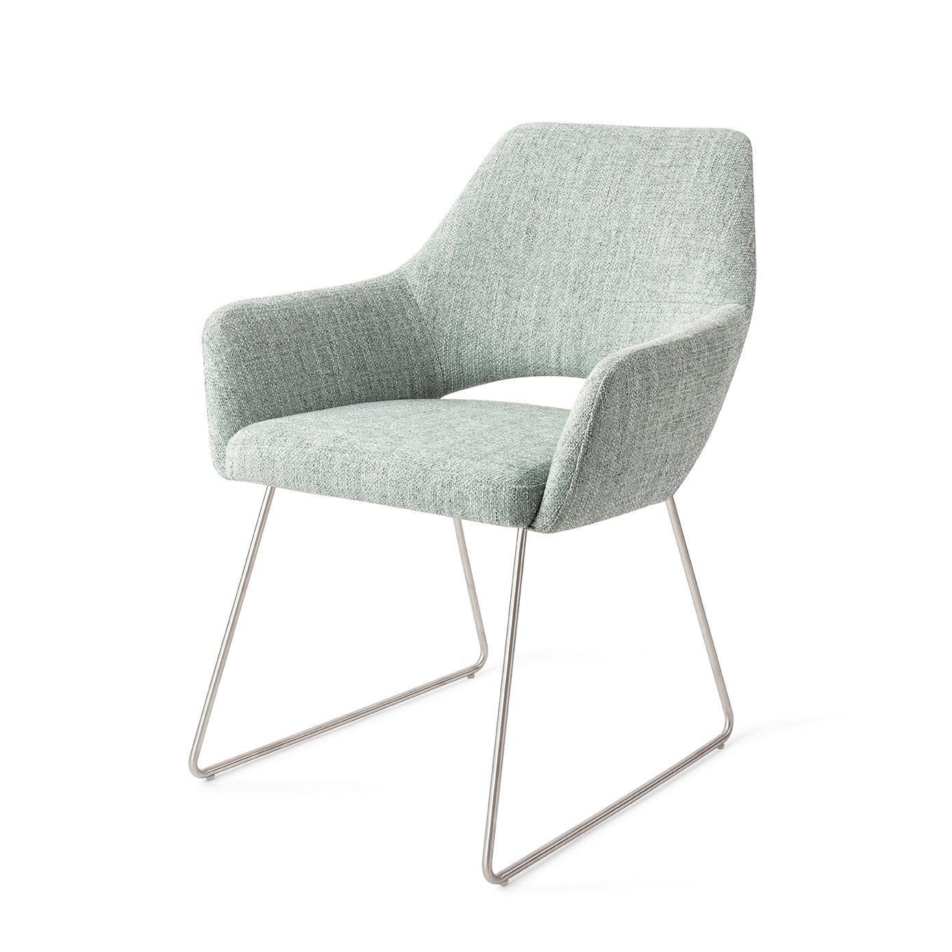 Jesper Home Yanai Soft Sage Eetkamerstoel - Slide Steel - KwaliteitWonen.nl