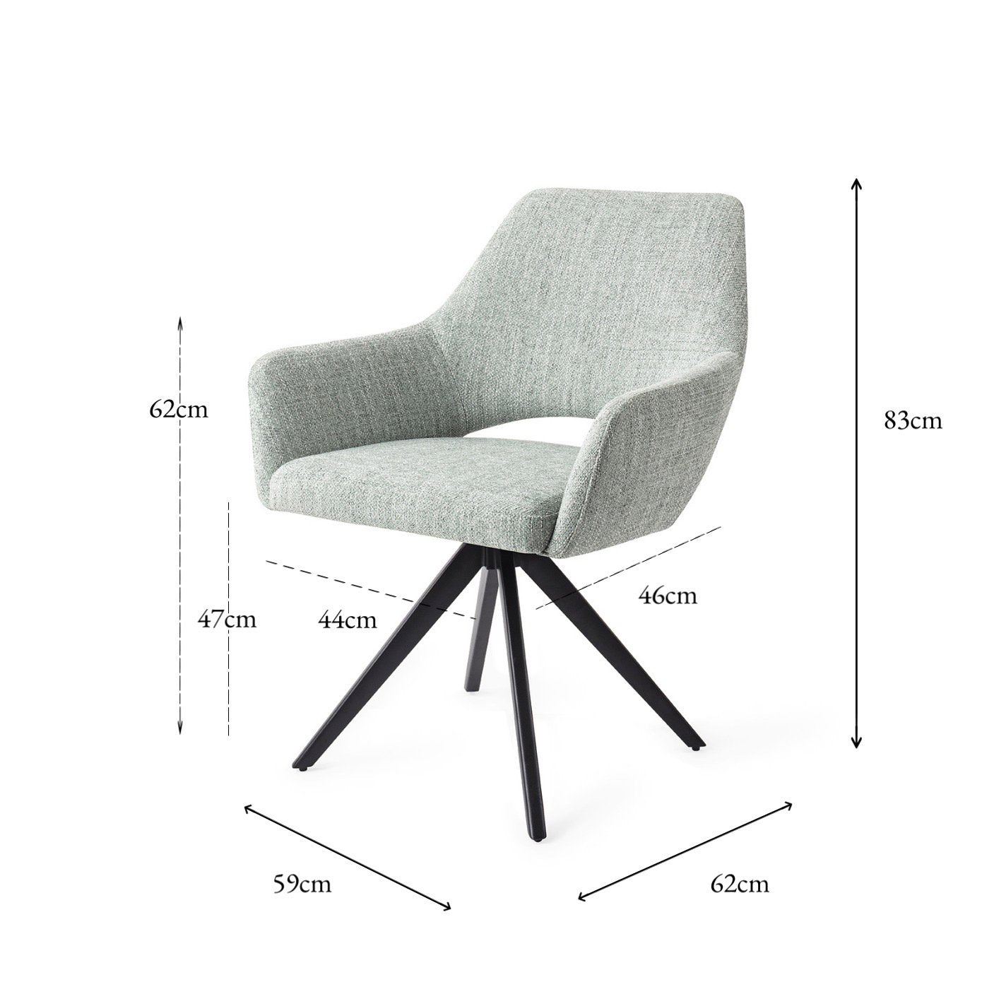 Jesper Home Yanai Soft Sage Eetkamerstoel - Turn Black - KwaliteitWonen.nl
