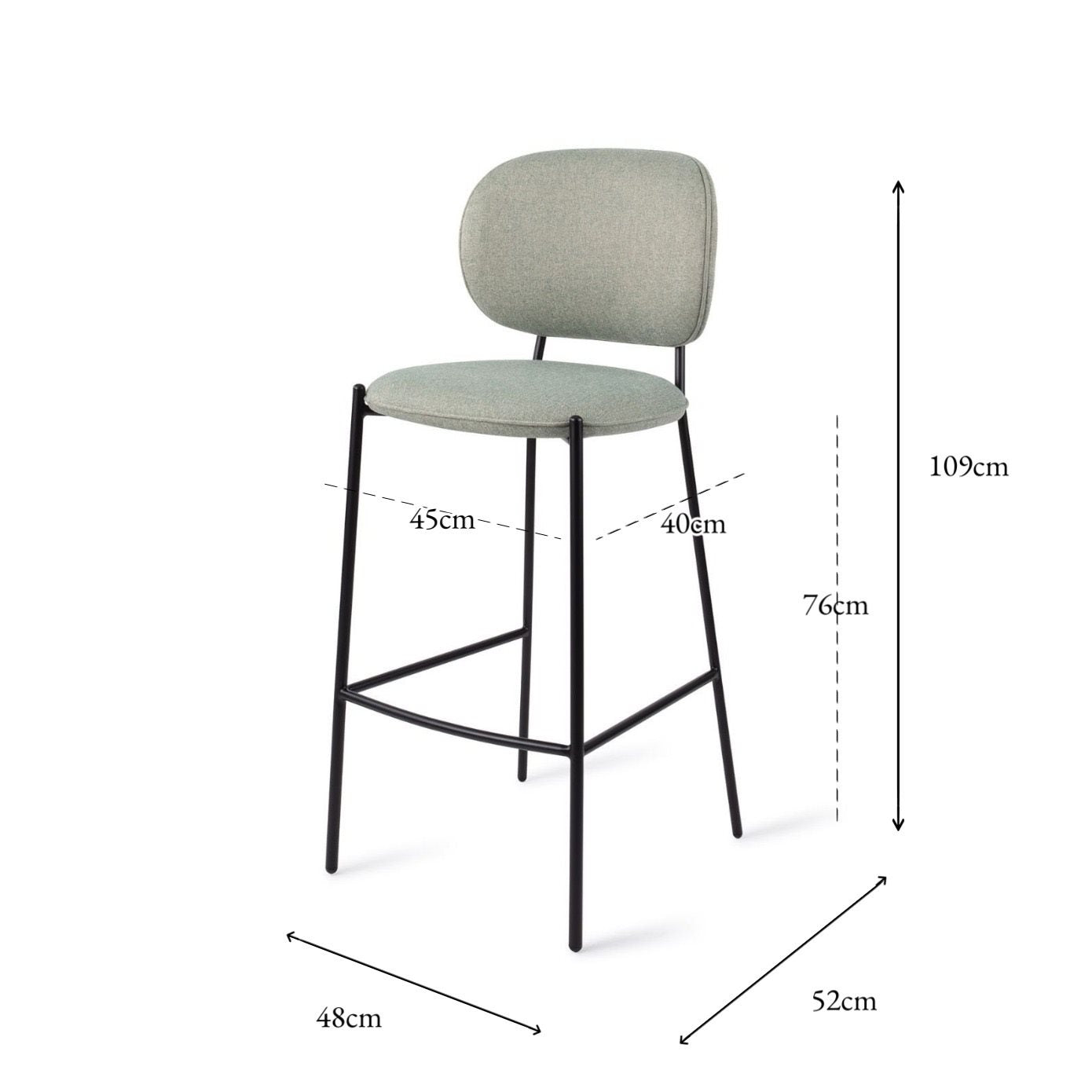Jesper Home Yoichi Crispy Fern Barkruk - (H) - KwaliteitWonen.nl