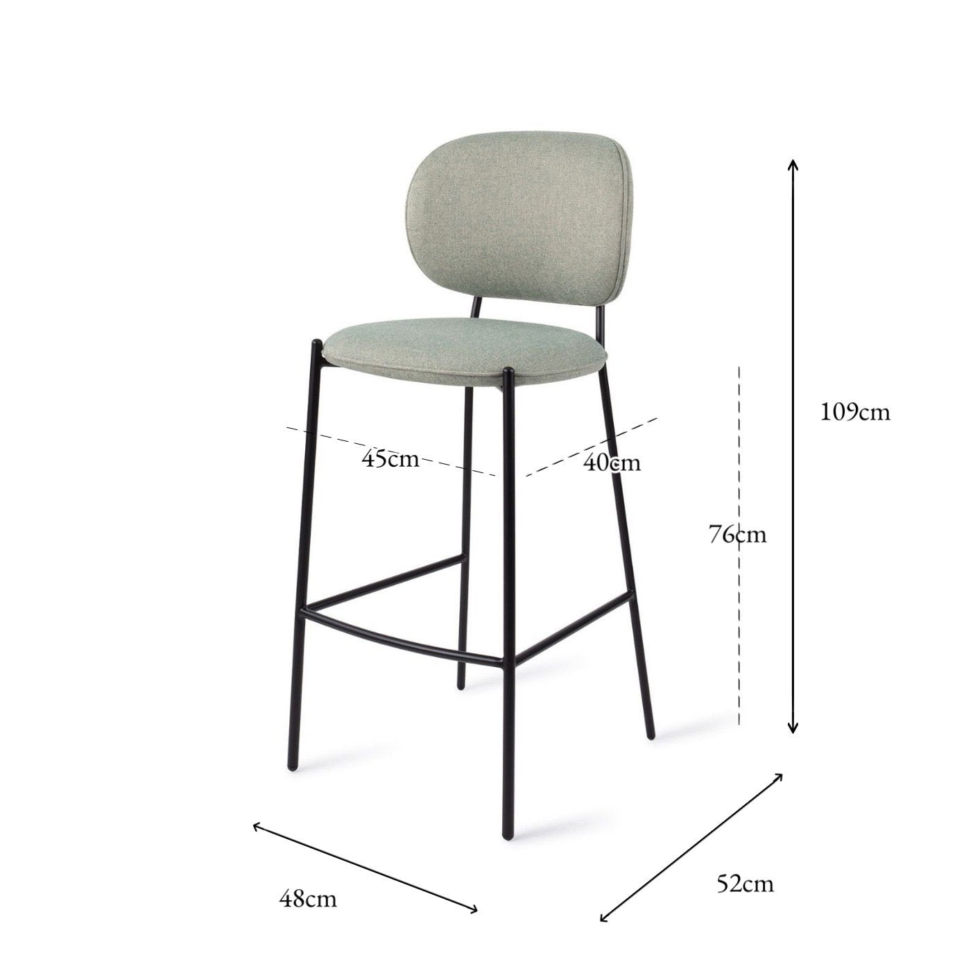 Jesper Home Yoichi Crispy Fern Barkruk - (H) - KwaliteitWonen.nl