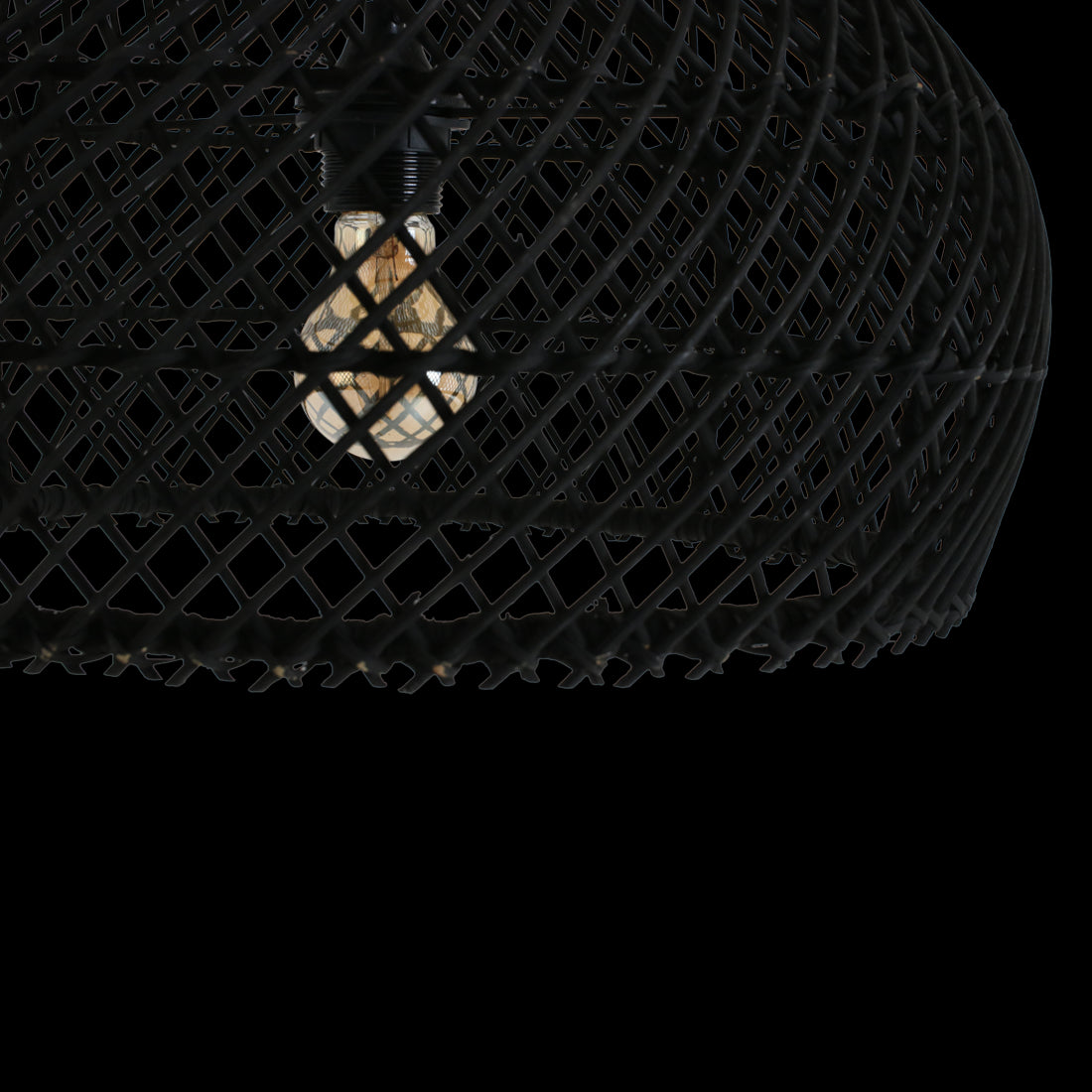 Raw Materials Maze Rotan Hanglamp Zwart - Ø 42x36 Cm