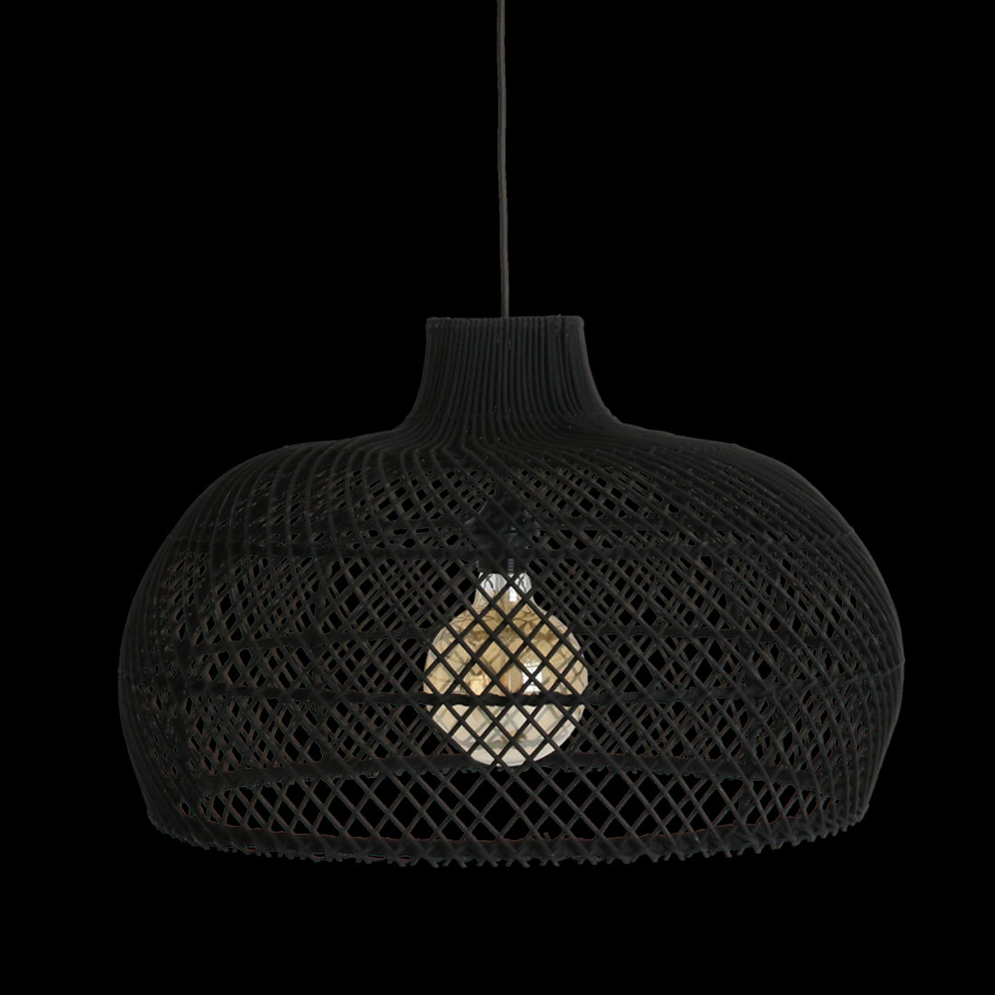 Raw Materials Maze Rotan Hanglamp Zwart - Ø 57x36 Cm