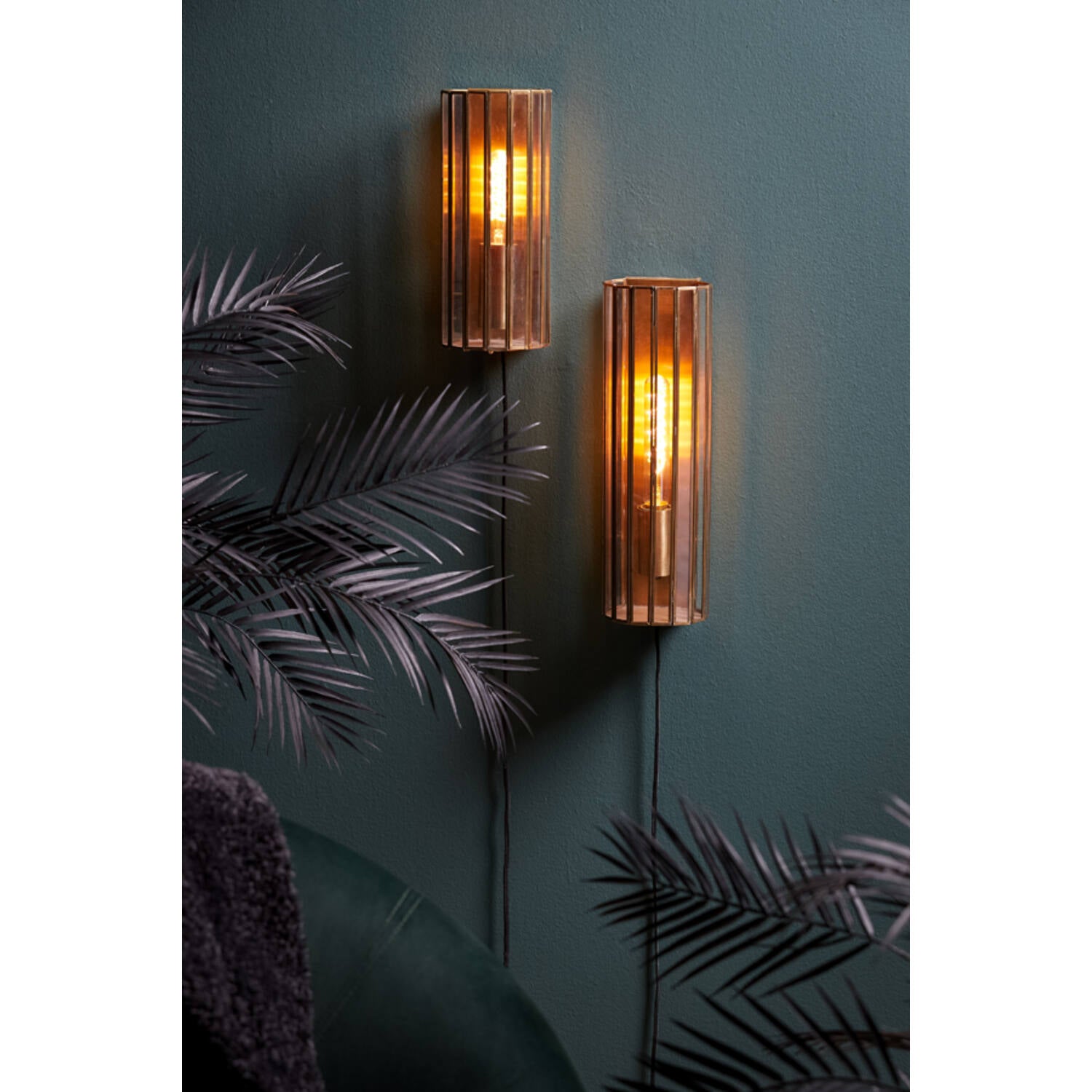 Light & Living Wandlamp STRØBY antiek brons + glas 13x13x41cm - KwaliteitWonen.nl