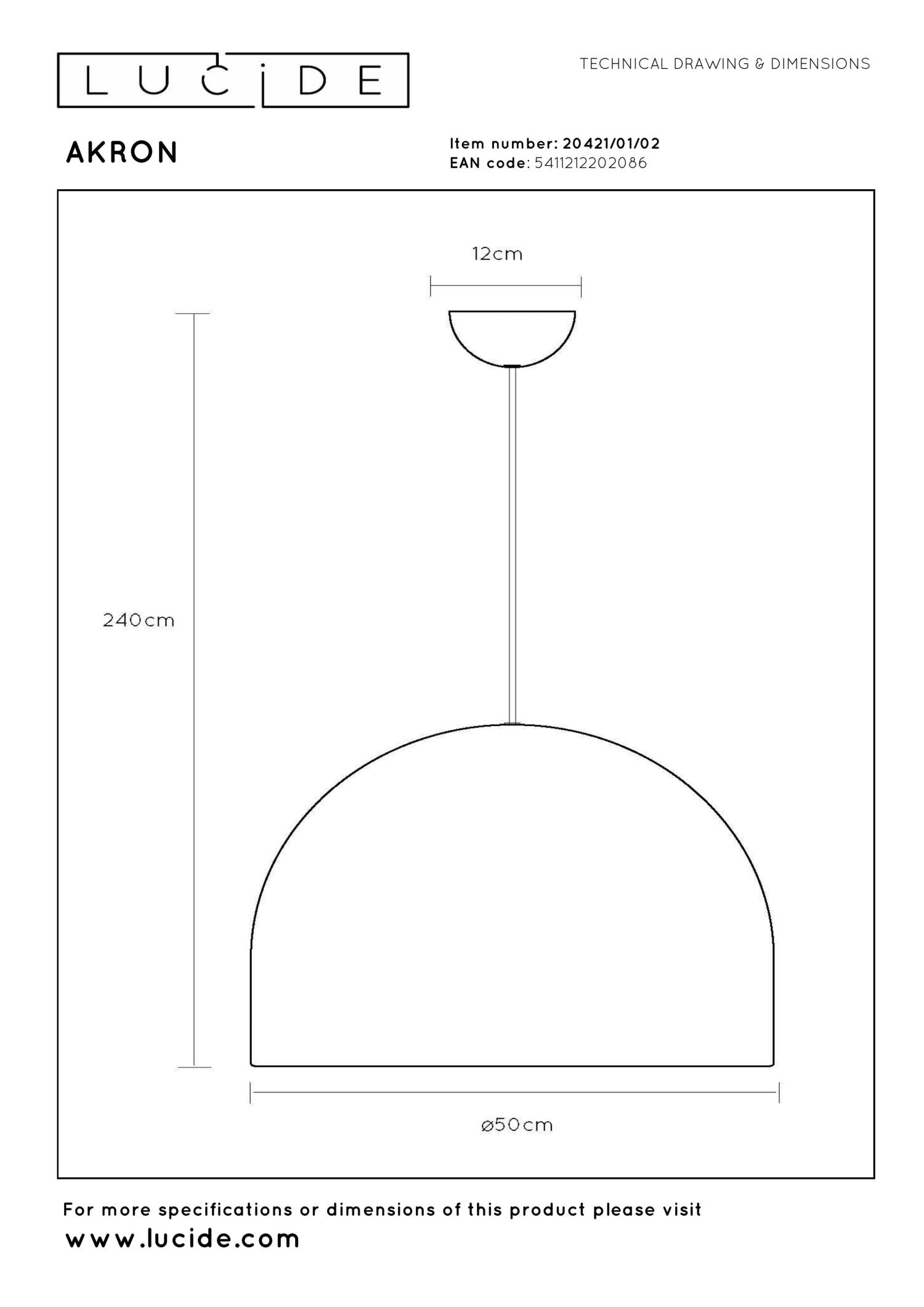 Lucide AKRON - Hanglamp - Ø 50 cm - 1xE27 - Mat Goud / Messing | Premium - KwaliteitWonen.nl