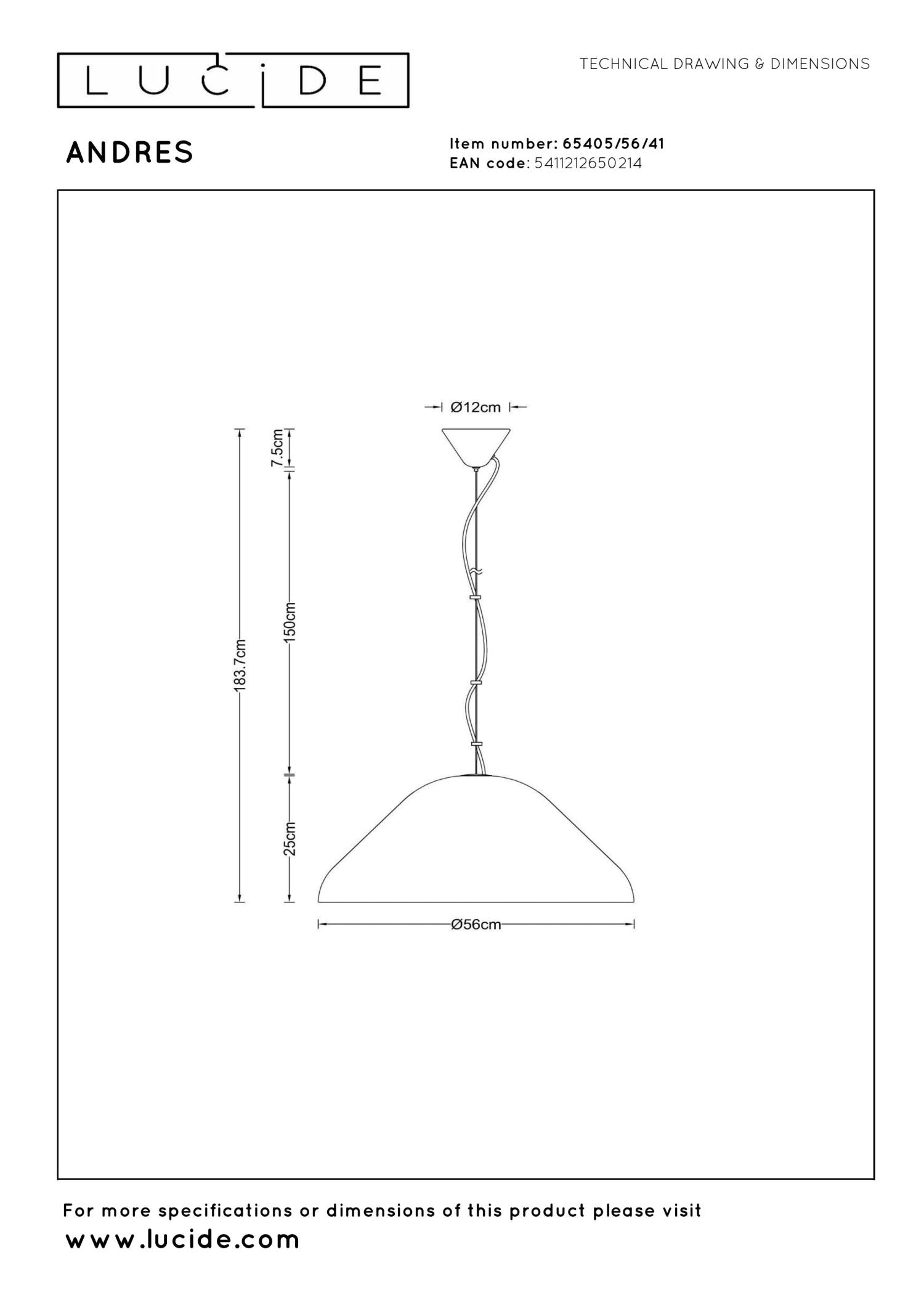 Lucide ANDRES - Hanglamp - Ø 56 cm - 1xE27 - Taupe | Vibes - KwaliteitWonen.nl