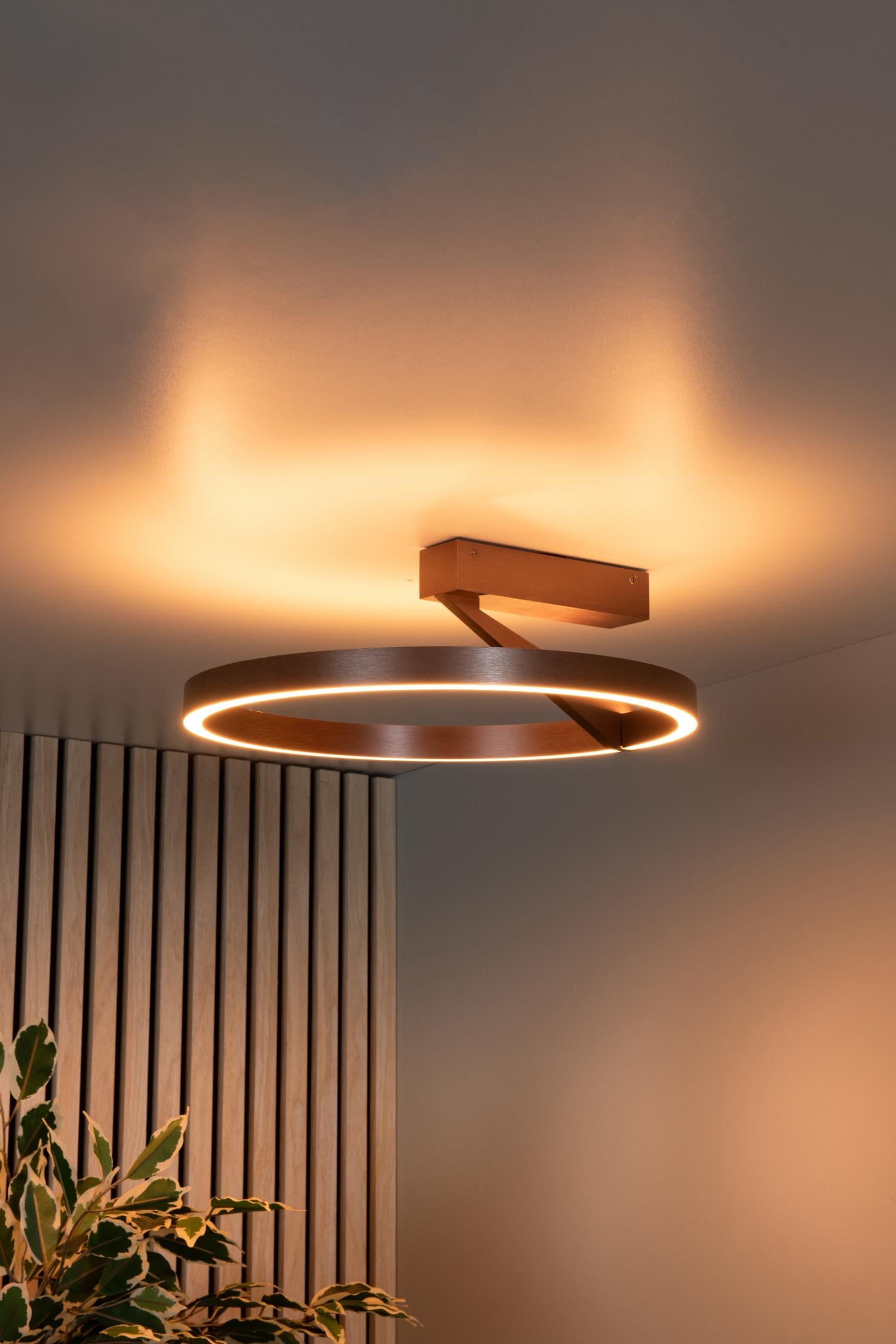 Lucide APPLAUSE - Plafonnière - Ø 40 cm - LED Dimb. - CCT - 1x26W 2200K/4000K - Koffie | Premium - KwaliteitWonen.nl