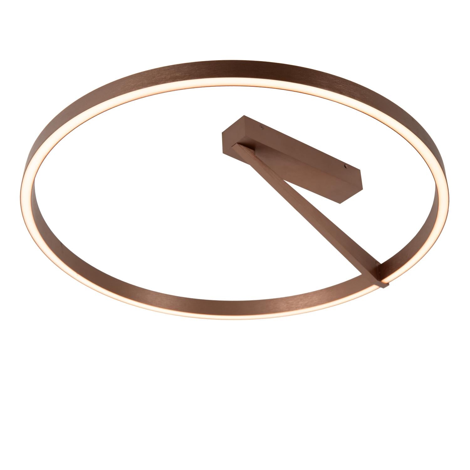 Lucide APPLAUSE - Plafonnière - Ø 60 cm - LED Dimb. - CCT - 1x40W 2200K/4000K - Koffie | Premium - KwaliteitWonen.nl