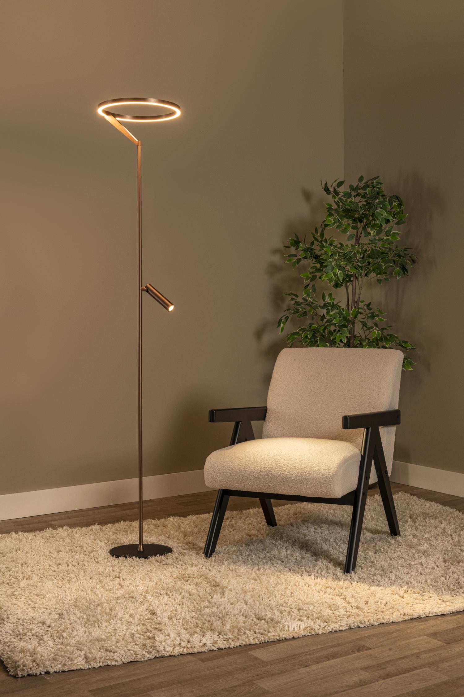 Lucide APPLAUSE - Vloerlamp - Ø 33 cm - LED Dimb. - CCT - 2700K/4000K - Koffie | Premium - KwaliteitWonen.nl
