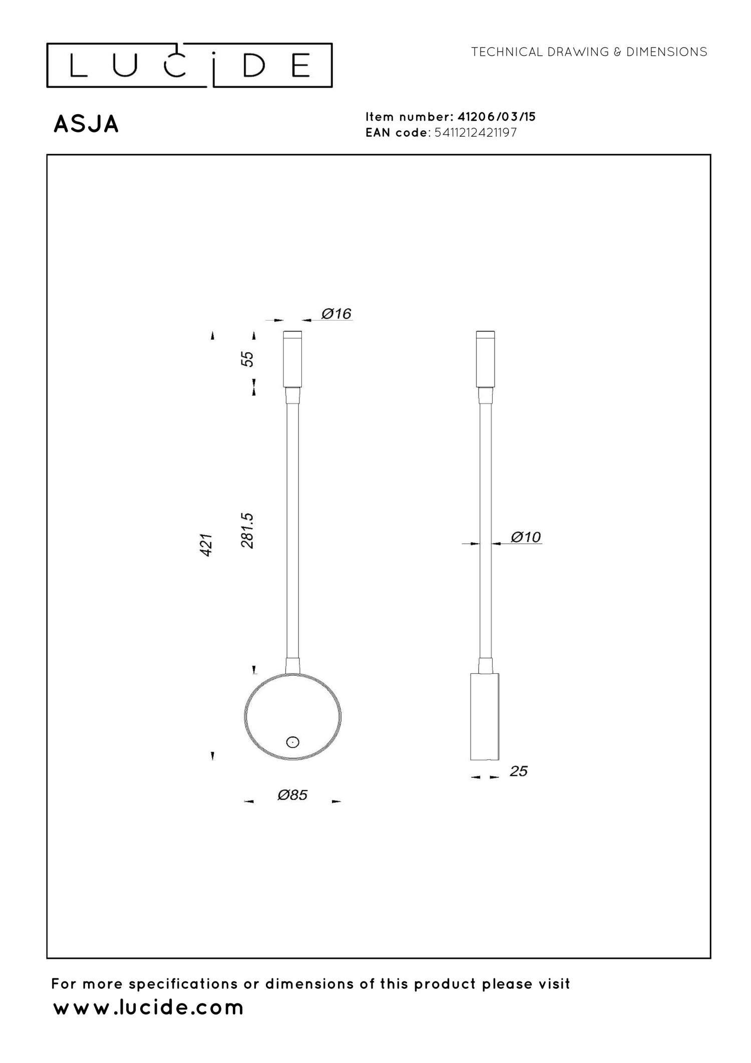 Lucide ASJA - Oplaadbare Wandspot / Wandlamp - Accu/Batterij - LED 3 StepDim - 1x3W 2700K - Grijs ijzer | Premium - KwaliteitWonen.nl