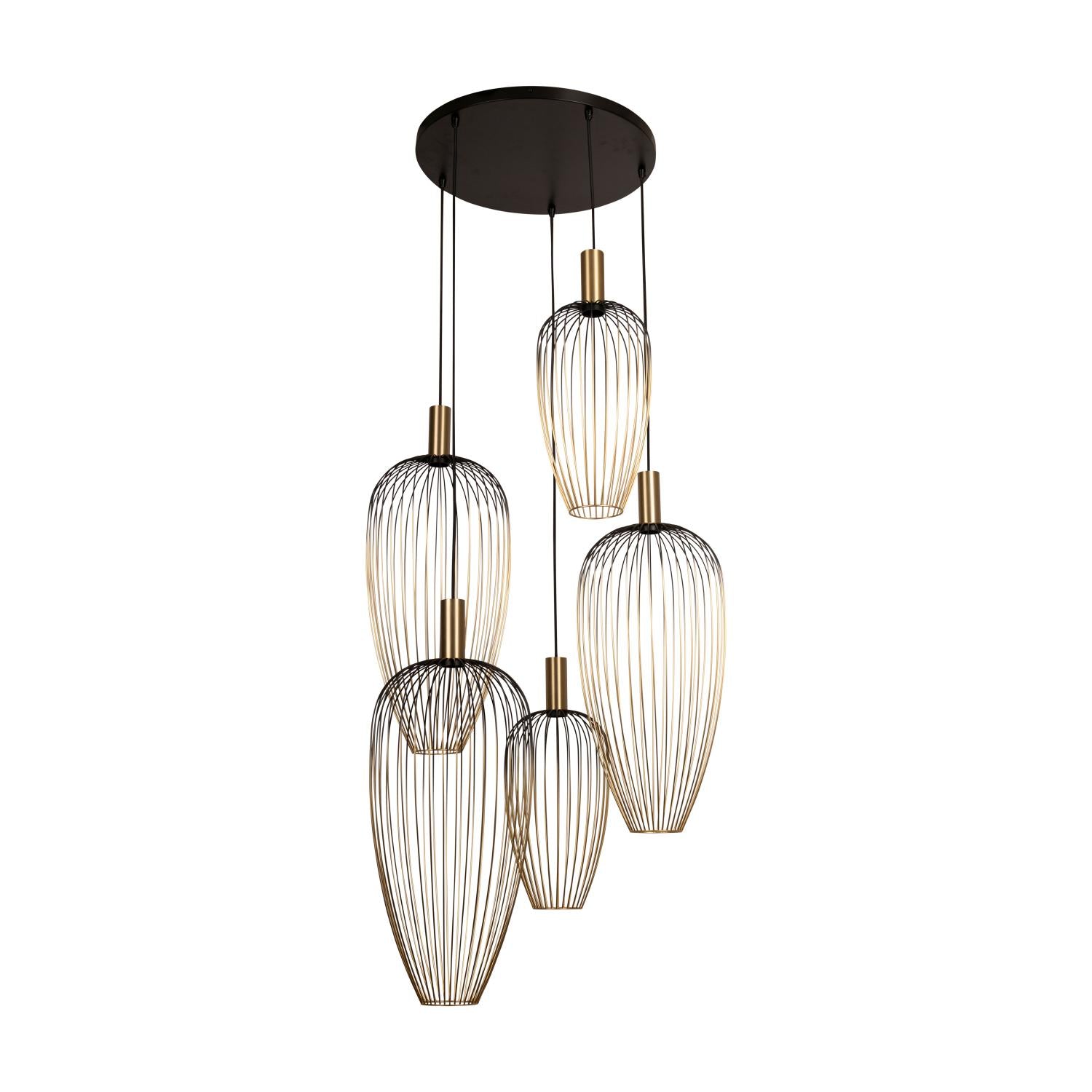 Lucide AURELIE - Hanglamp - 5xGU10 (MR11) - Geschikt voor vide en hoge plafonds - Goud | Vibes - KwaliteitWonen.nl