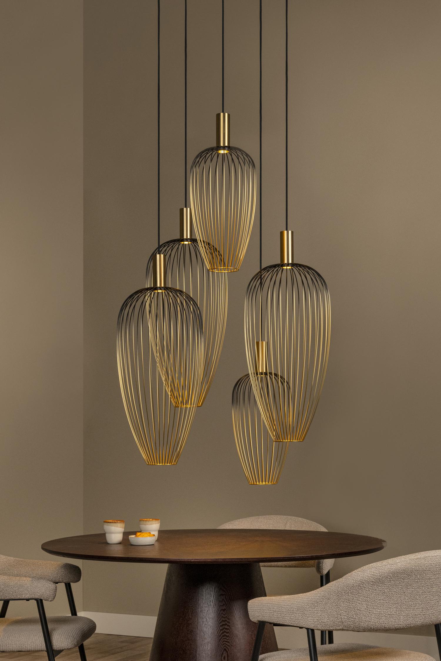 Lucide AURELIE - Hanglamp - 5xGU10 (MR11) - Geschikt voor vide en hoge plafonds - Goud | Vibes - KwaliteitWonen.nl