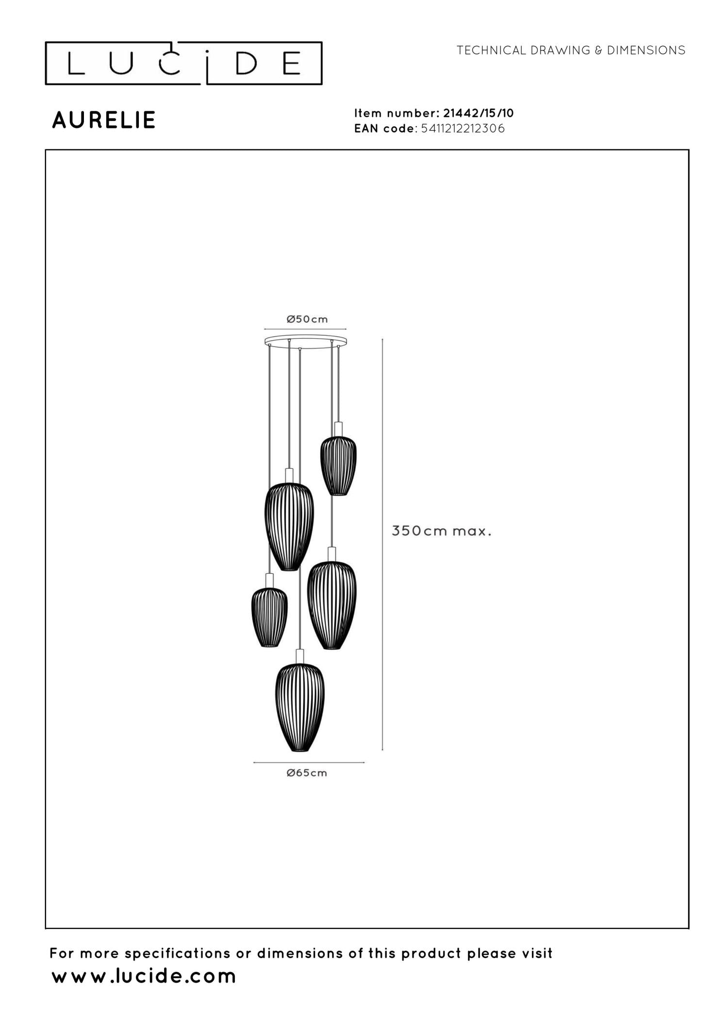Lucide AURELIE - Hanglamp - 5xGU10 (MR11) - Geschikt voor vide en hoge plafonds - Goud | Vibes - KwaliteitWonen.nl
