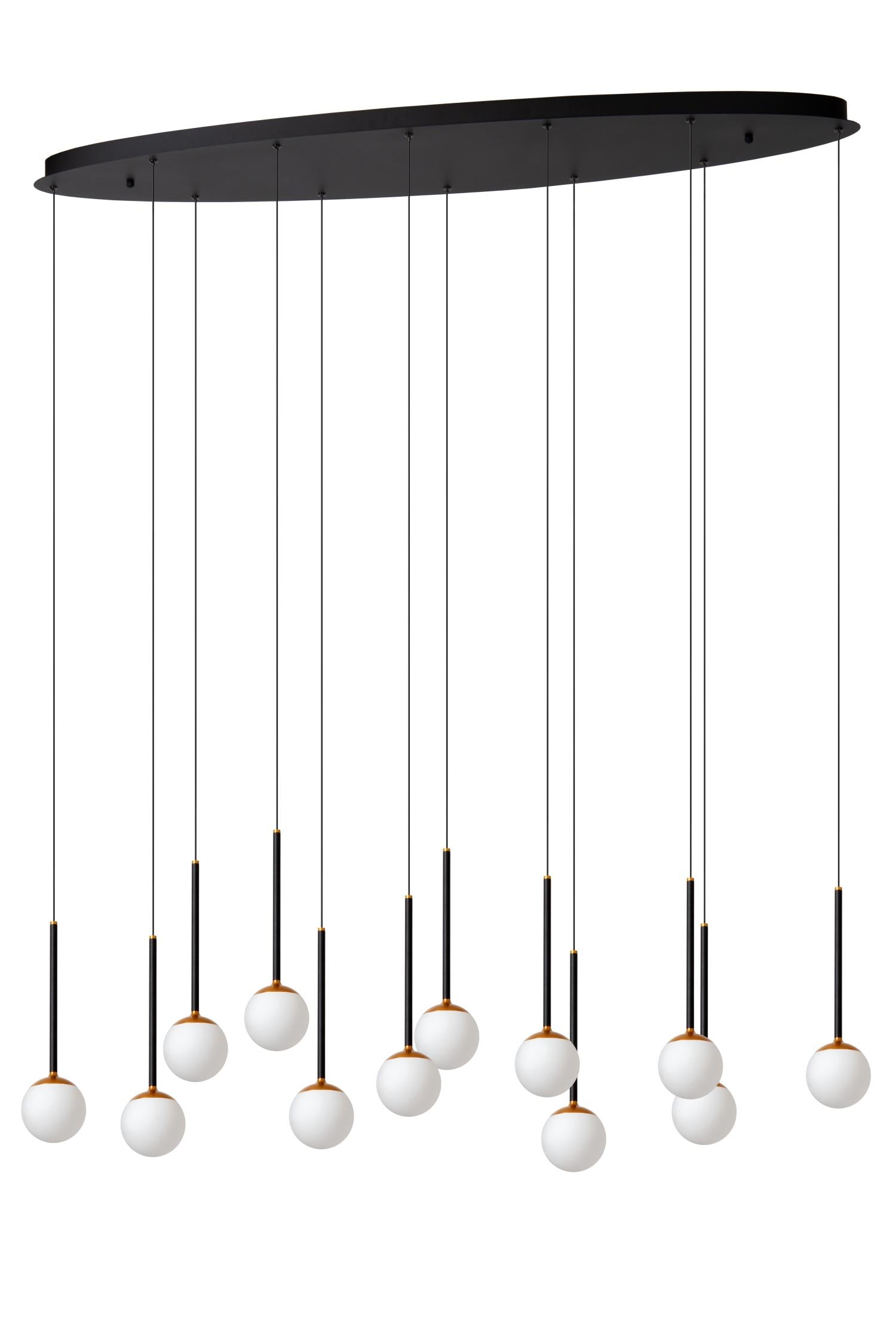 Lucide CALINA - Hanglamp - LED Dimb. - CCT - 12x7W 2200K/3300K - Met vervangbare LED-module - Zwart | Premium - KwaliteitWonen.nl