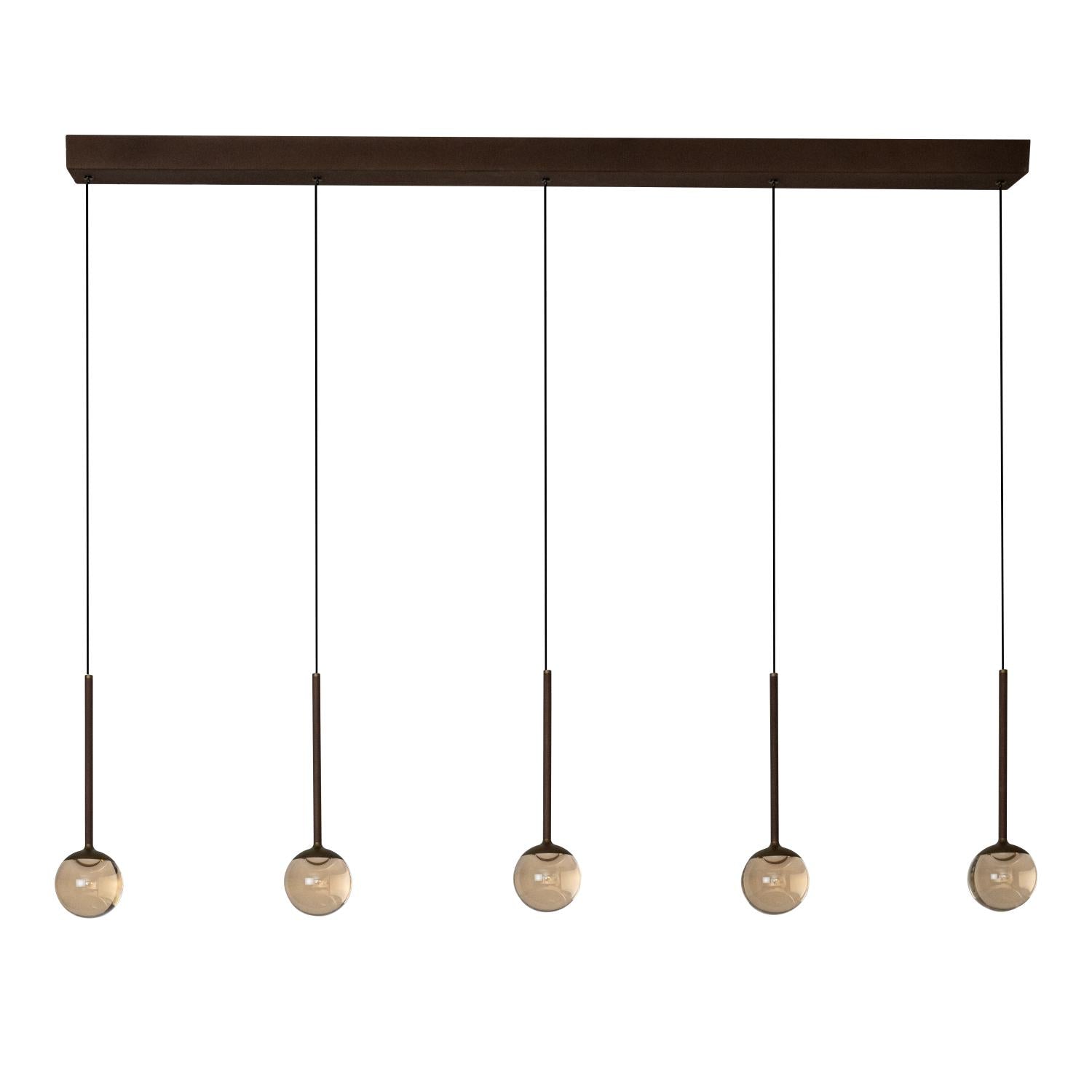 Lucide CALINA - Hanglamp - LED Dimb. - CCT - 5x8,2W 2200K/3300K - Met vervangbare LED-module - Koffie | Premium - KwaliteitWonen.nl