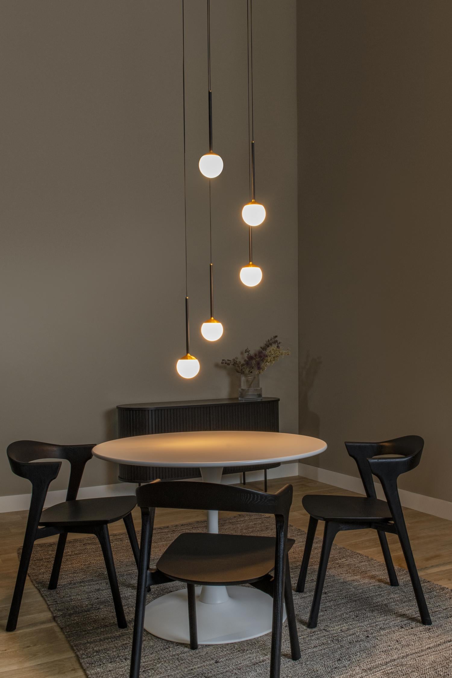 Lucide CALINA - Hanglamp - Ø 41,9 cm - LED Dimb. - CCT - 5x7,4W 2200K/3300K - Met vervangbare LED-module - Zwart | Premium - KwaliteitWonen.nl