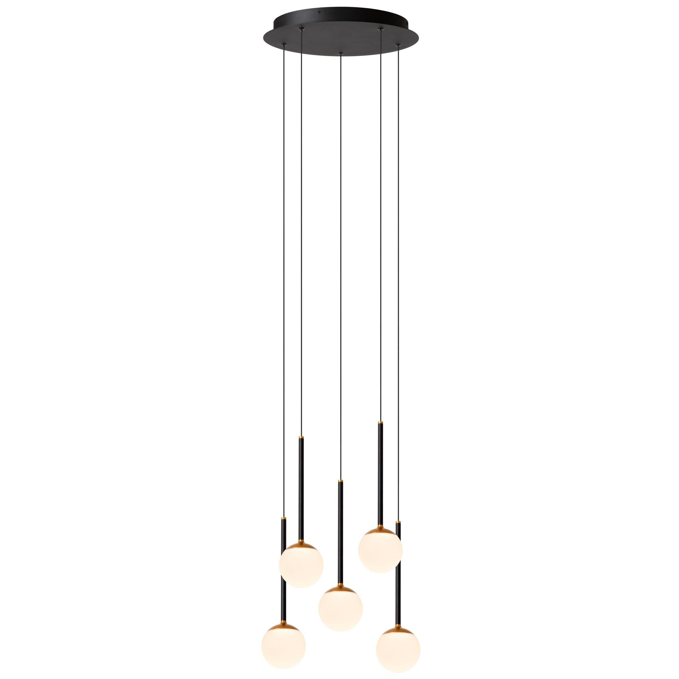Lucide CALINA - Hanglamp - Ø 42 cm - LED Dimb. - 5x8,2W 2700K - Zwart | Premium - KwaliteitWonen.nl