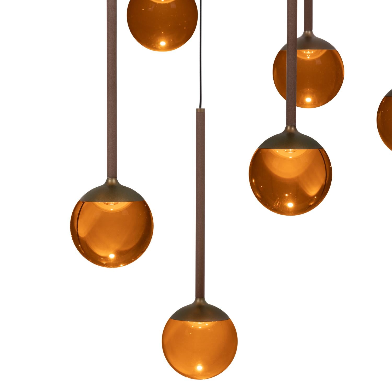 Lucide CALINA - Hanglamp - Ø 69,9 cm - LED Dimb. - CCT - 12x7W 2200K/3300K - Met vervangbare LED-module - Koffie | Premium - KwaliteitWonen.nl