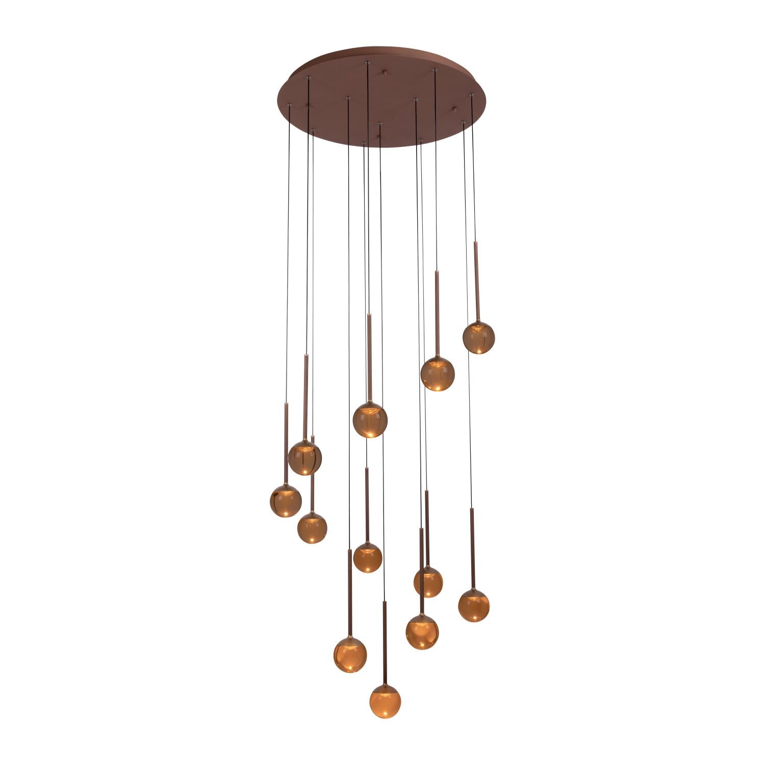 Lucide CALINA - Hanglamp - Ø 69,9 cm - LED Dimb. - CCT - 12x7W 2200K/3300K - Met vervangbare LED-module - Koffie | Premium - KwaliteitWonen.nl