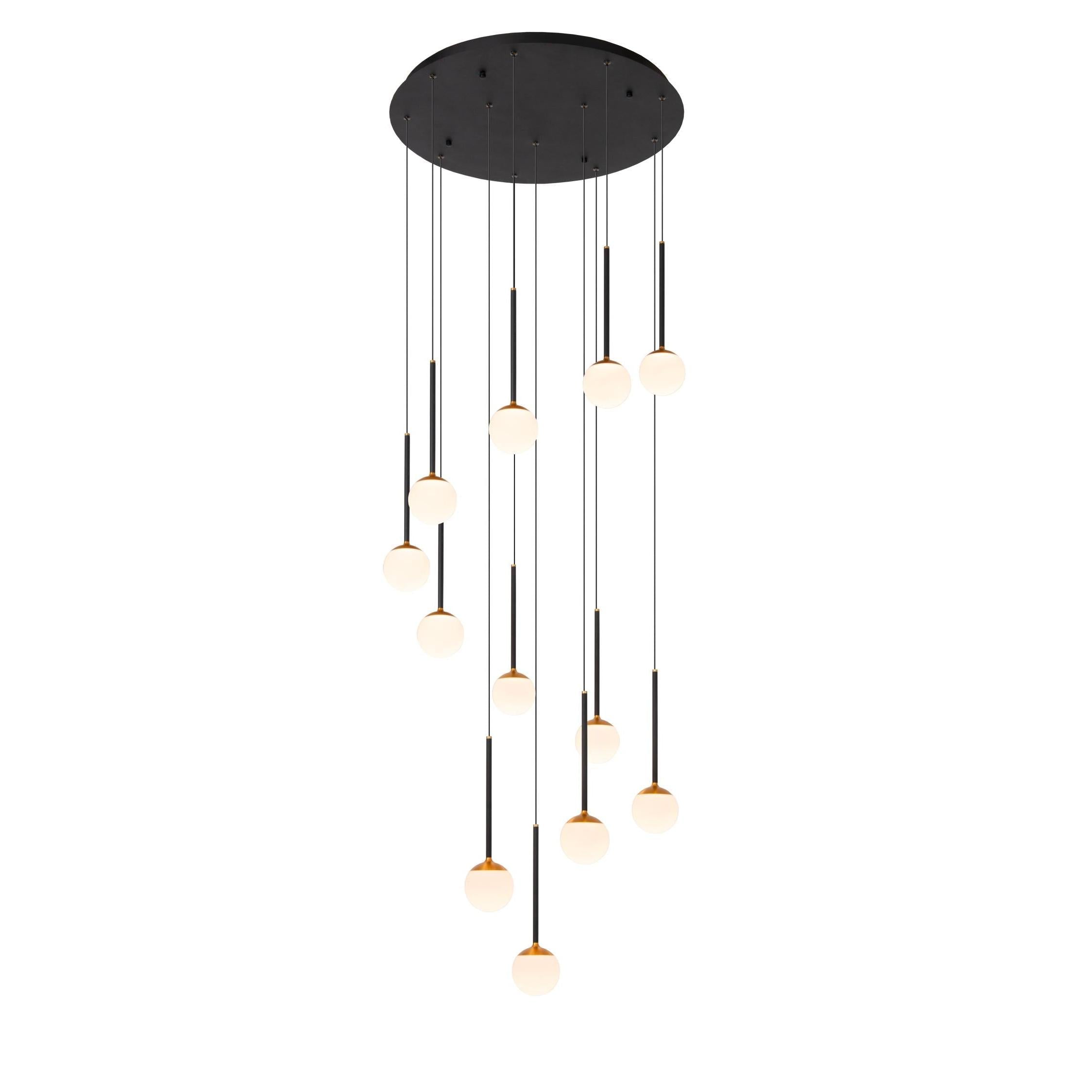 Lucide CALINA - Hanglamp - Ø 69,9 cm - LED Dimb. - CCT - 12x7W 2200K/3300K - Met vervangbare LED-module - Zwart | Premium - KwaliteitWonen.nl