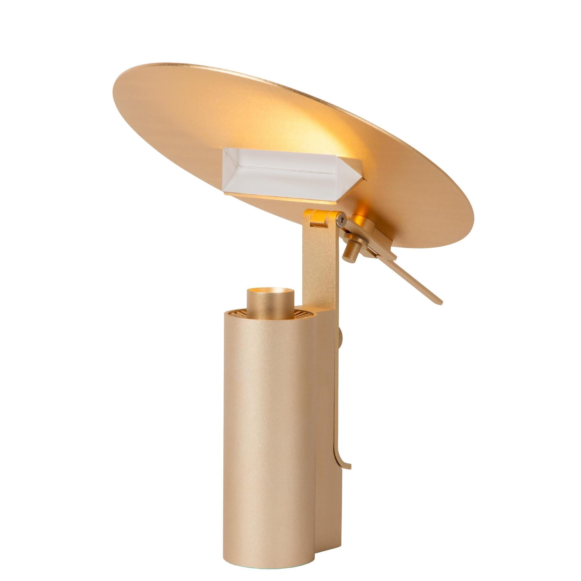 Lucide FITS - Tafellamp - Ø 20 cm - LED - 1x7W 3000K - Mat Goud / Messing | Premium - KwaliteitWonen.nl