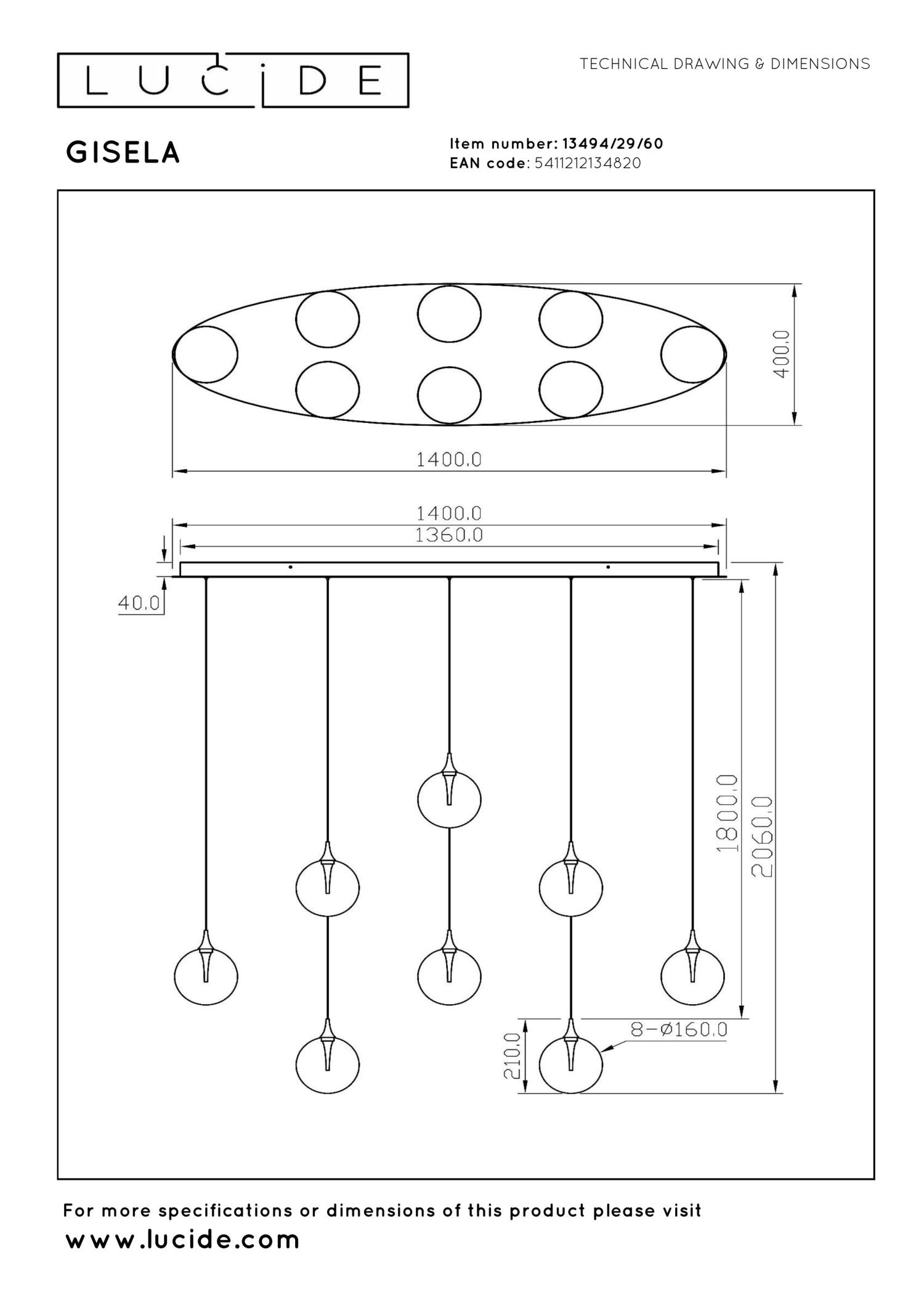 Lucide GISELA - Hanglamp - LED Dimb. - 8x3,9W 2700K - Transparant | Premium - KwaliteitWonen.nl