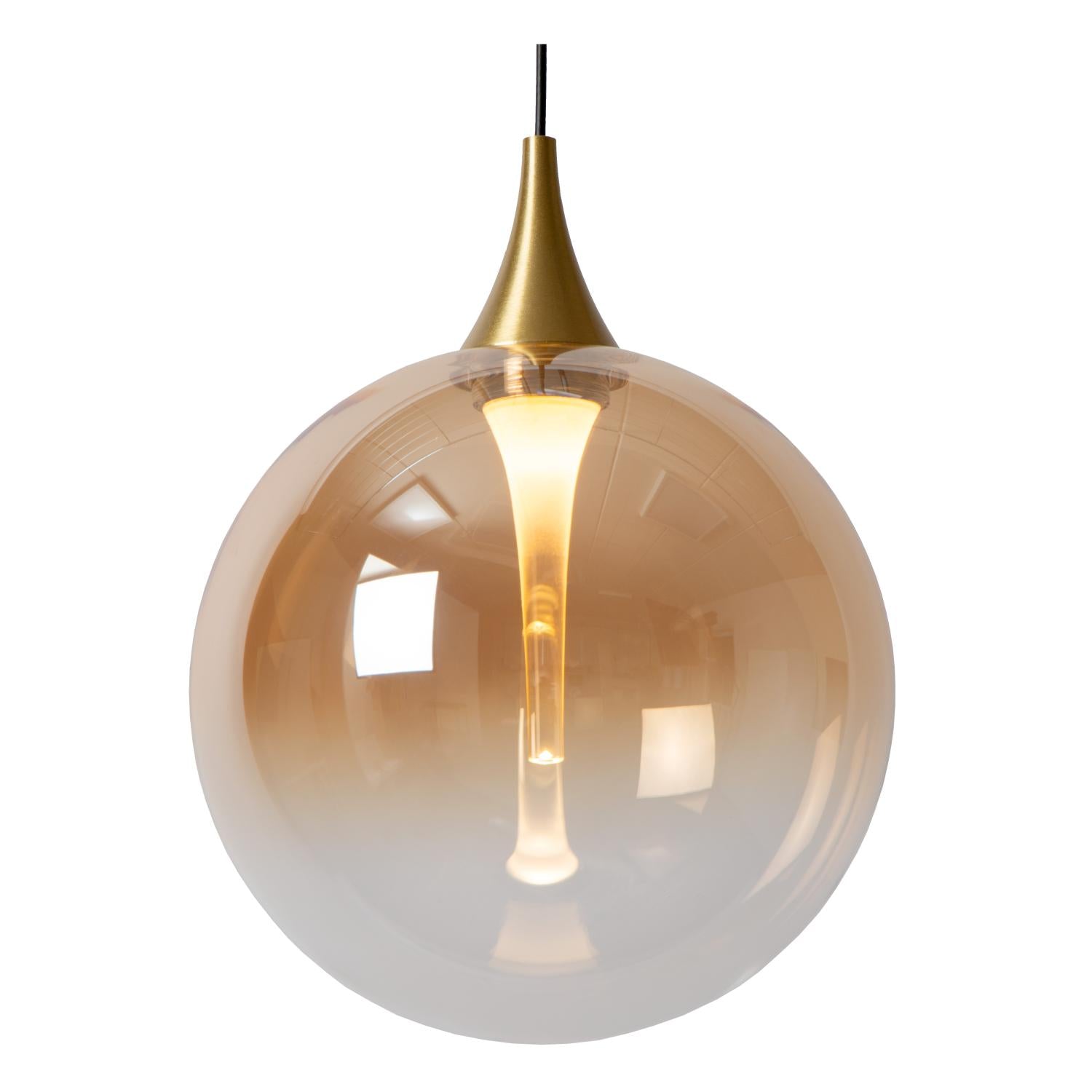 Lucide GISELA - Hanglamp - Ø 16 cm - LED Dimb. - 1x5W 2700K - Amber | Premium - KwaliteitWonen.nl